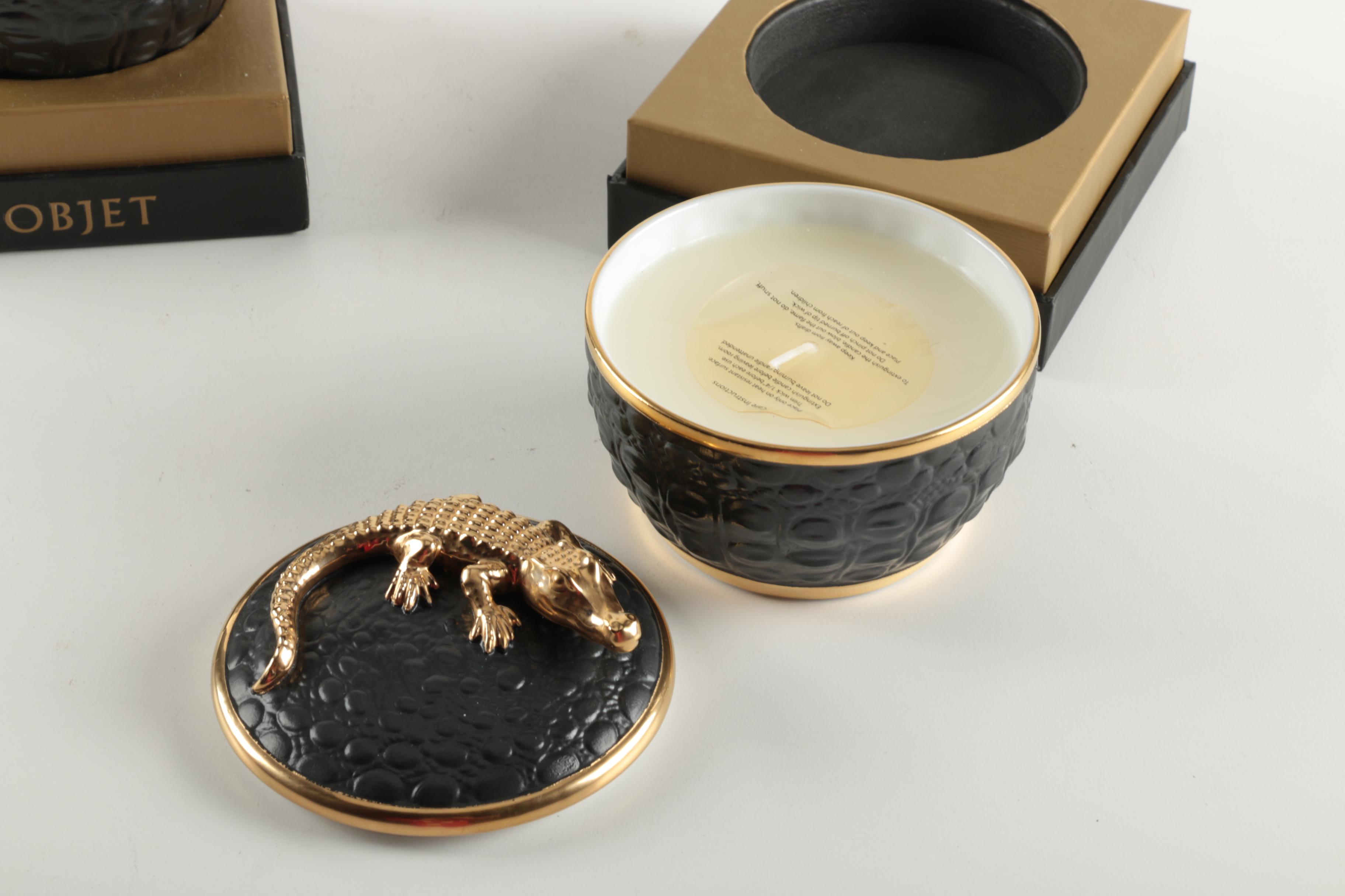 Pair of L'Objet Ornate Candles