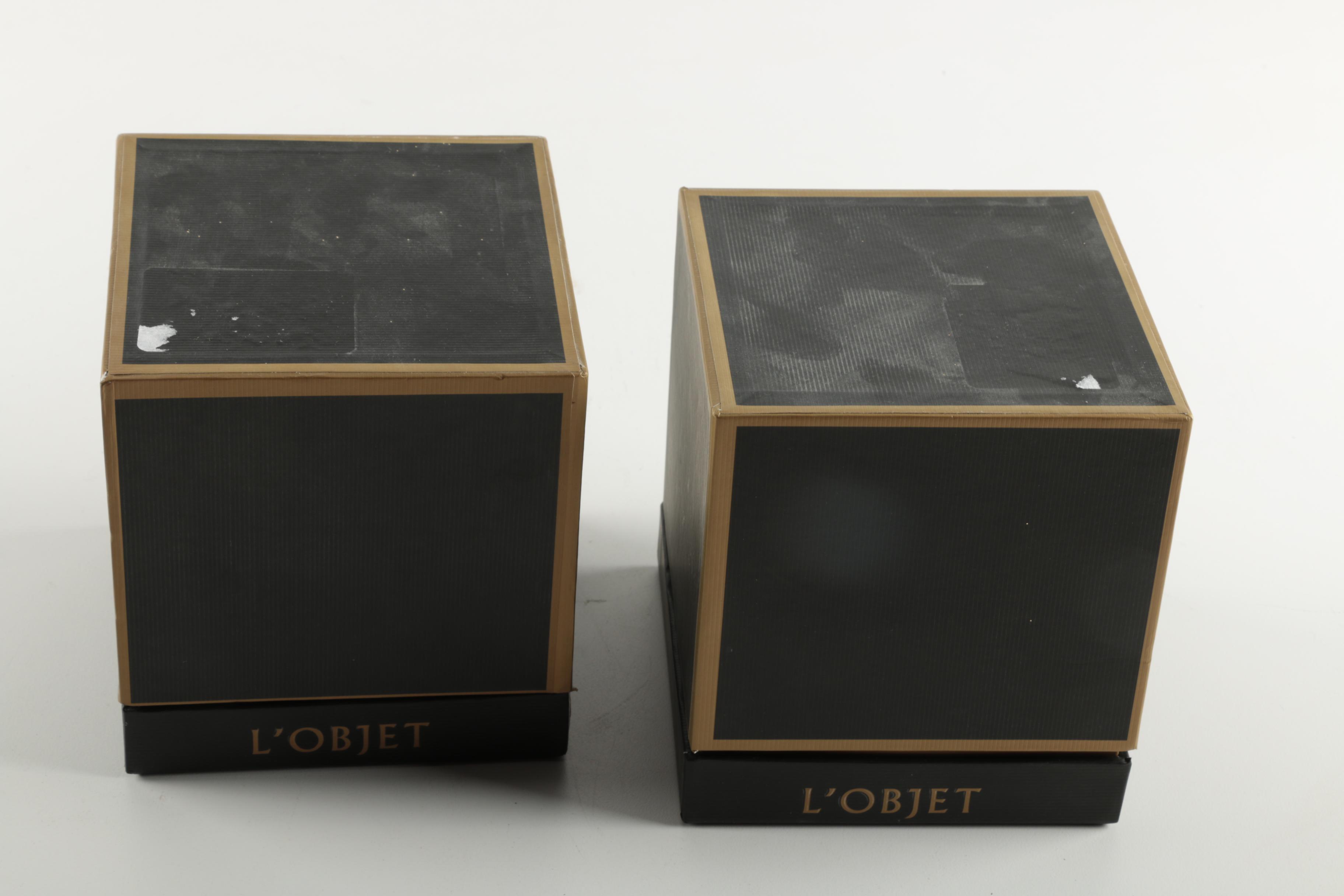 Pair of L'Objet Ornate Candles