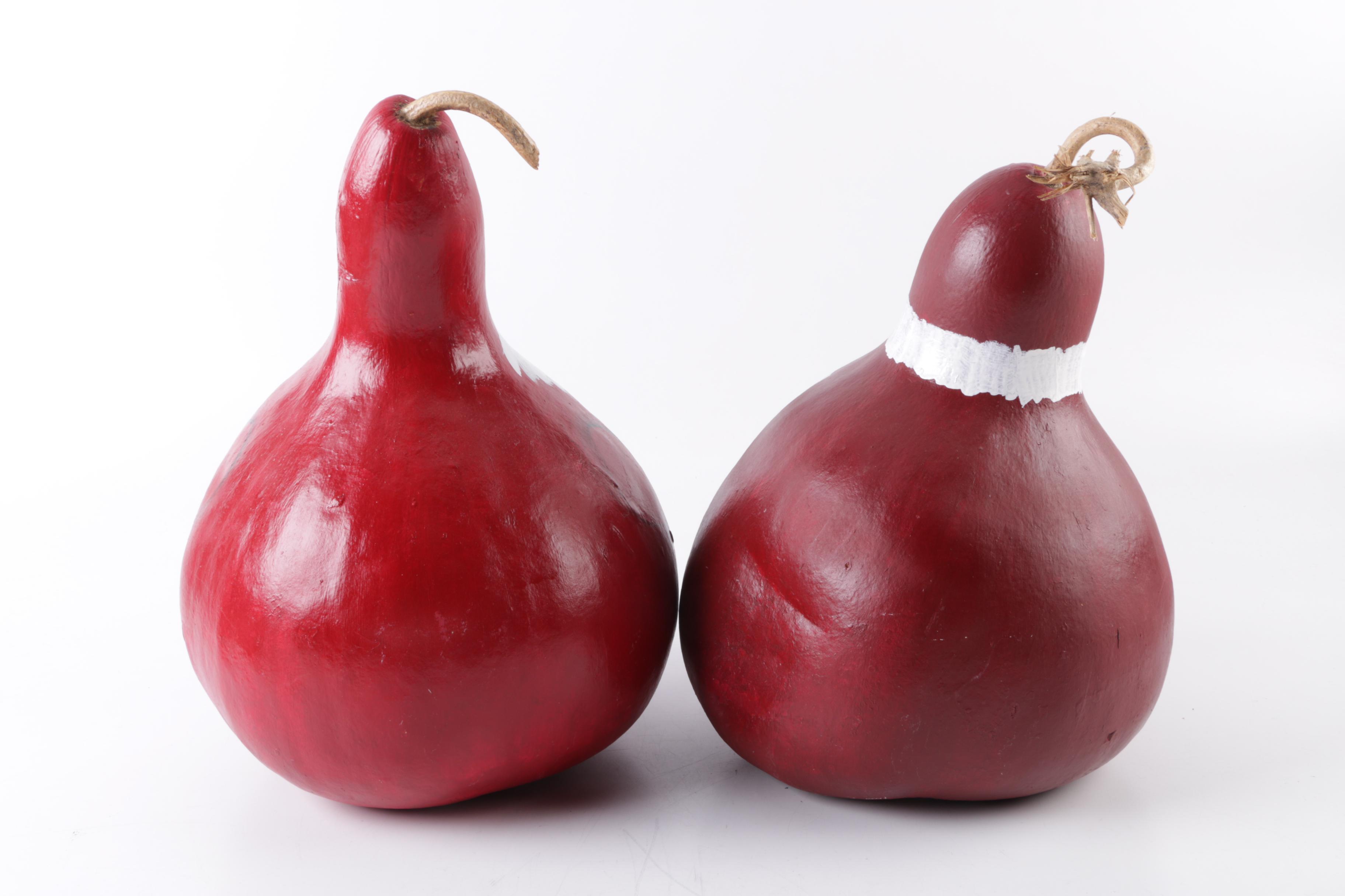 Collection of Santas Made from Gourds