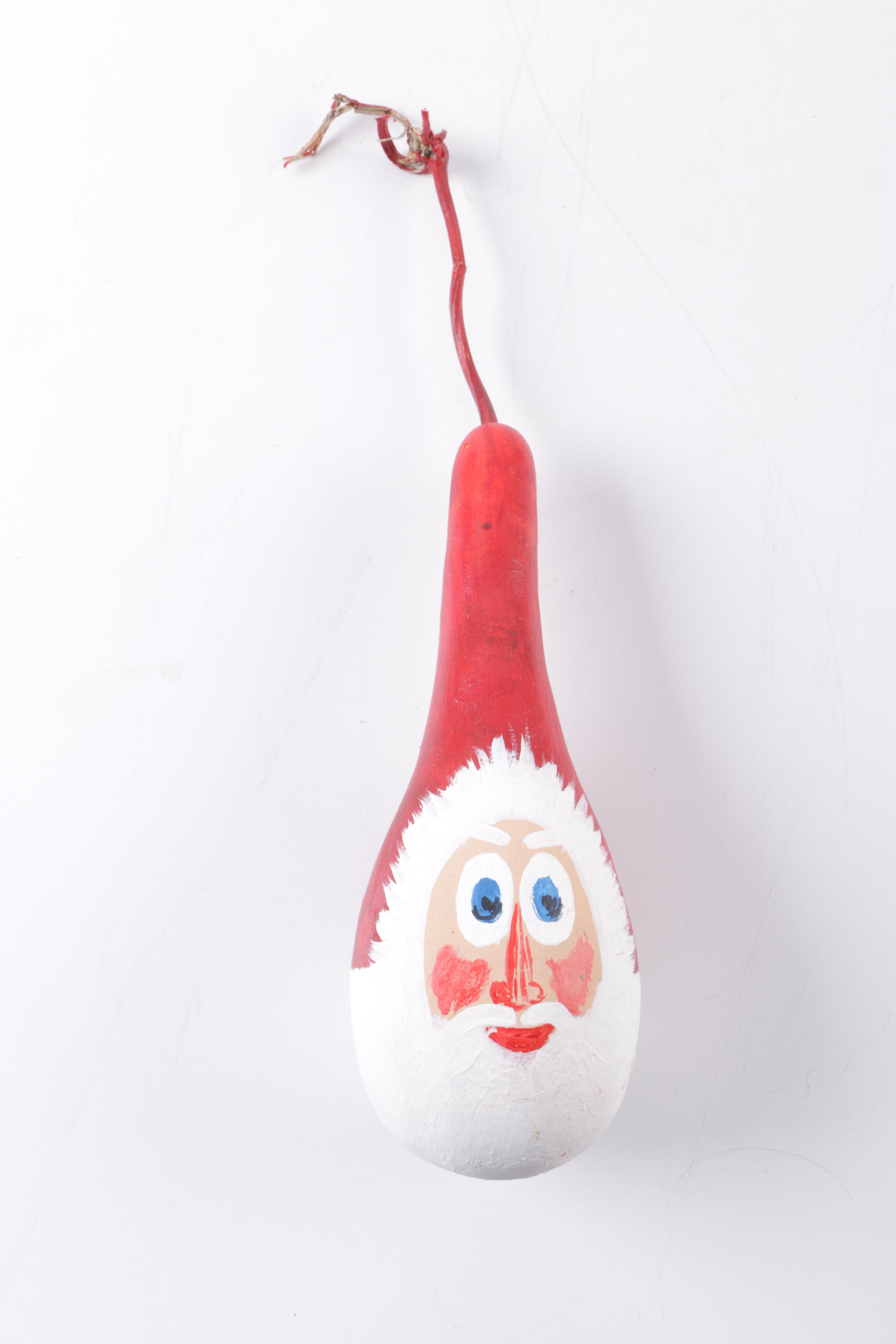 Collection of Santas Made from Gourds