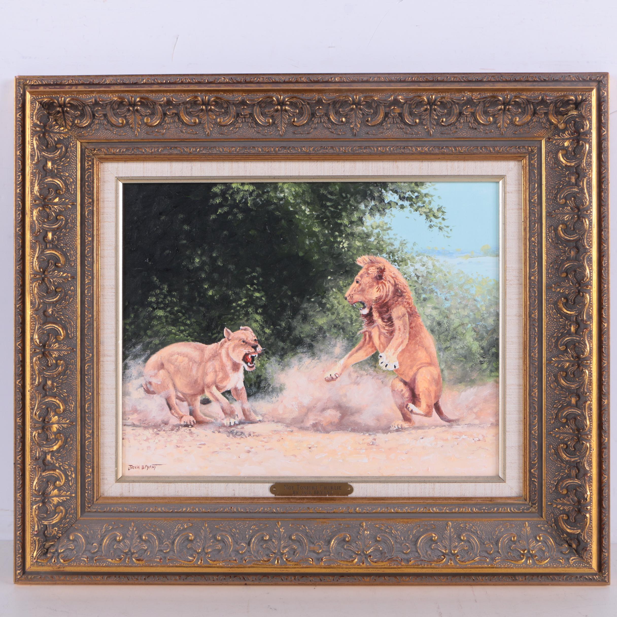 Jack Bryant Oil Painting on Canvas "Not Tonight Charlie"