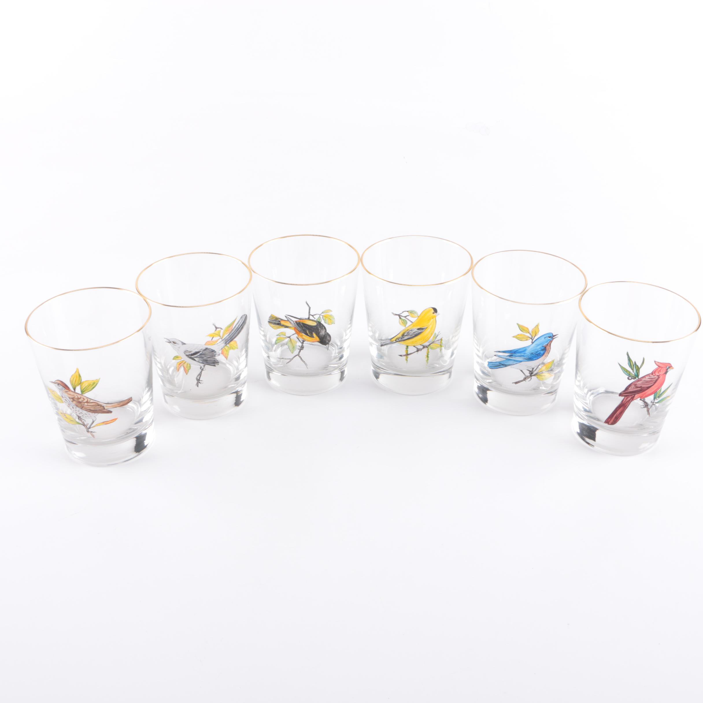 Hand-Painted Birds Rocks Glasses