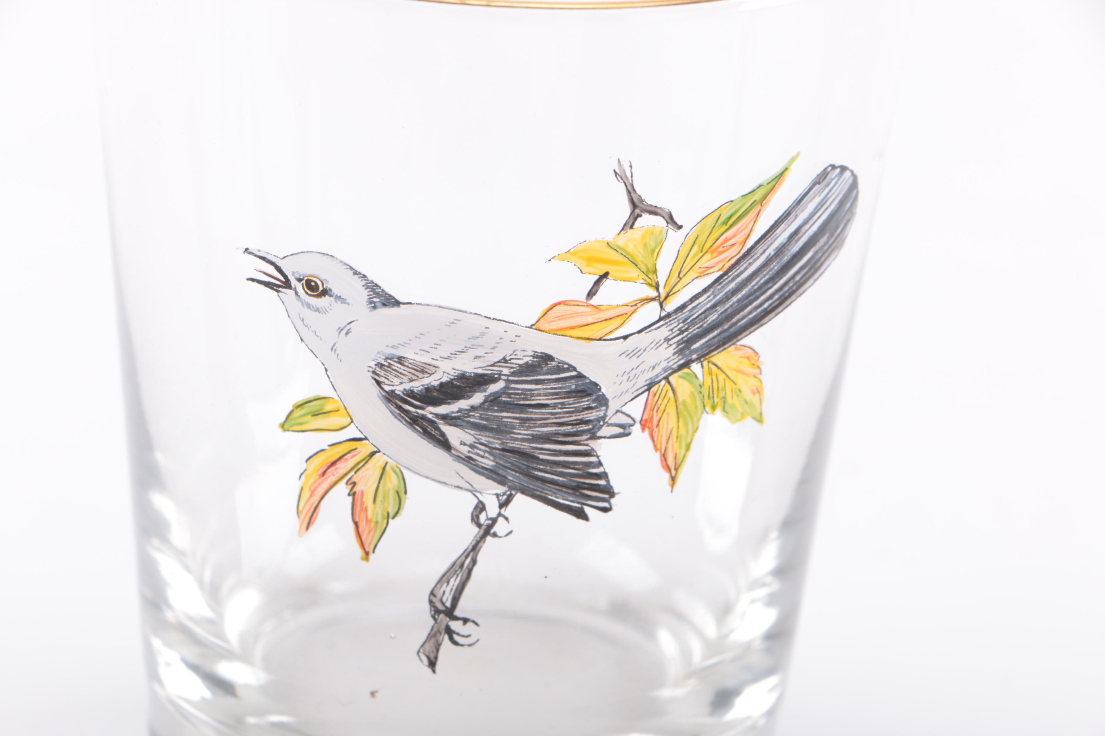 Hand-Painted Birds Rocks Glasses