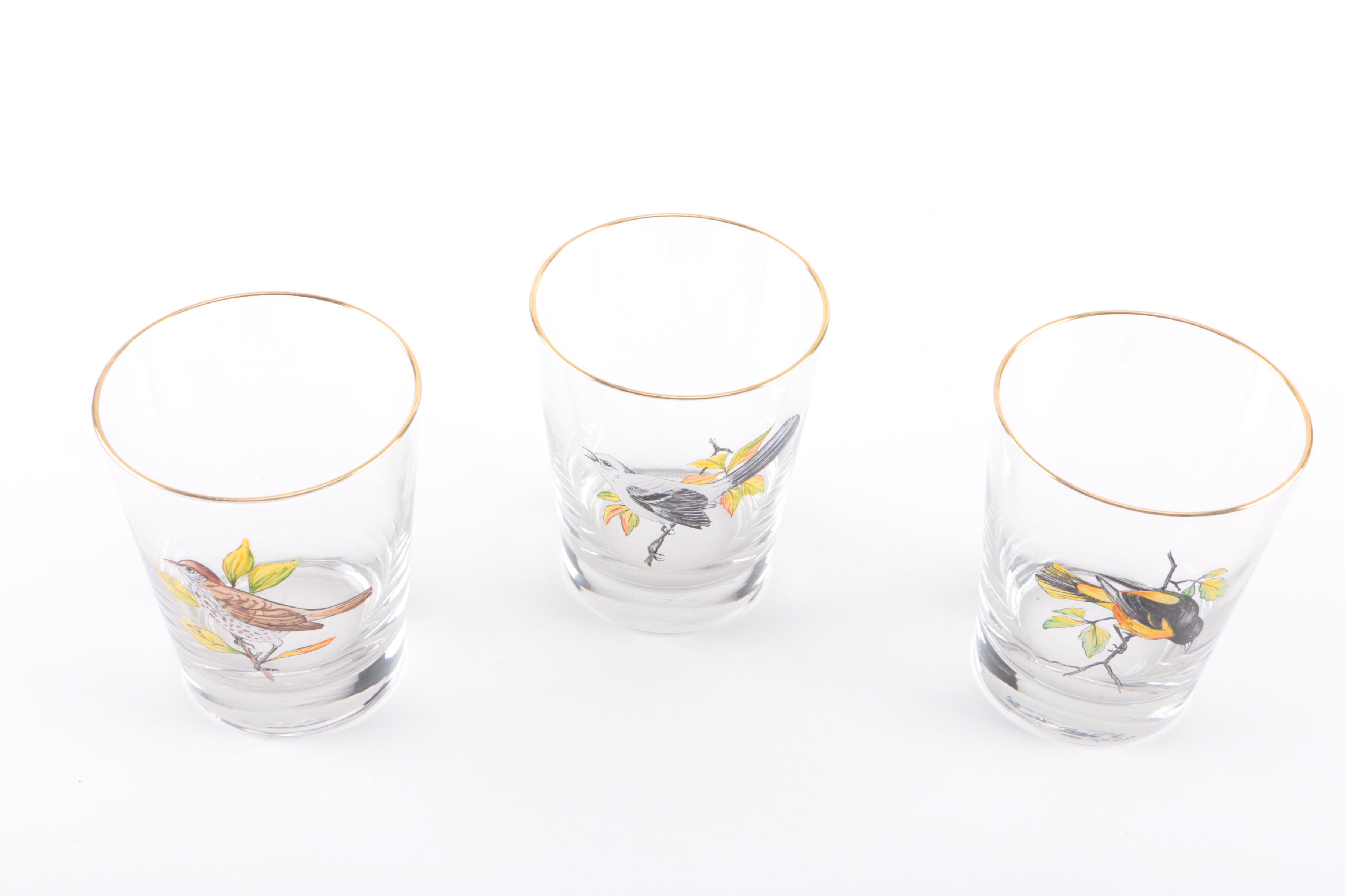 Hand-Painted Birds Rocks Glasses