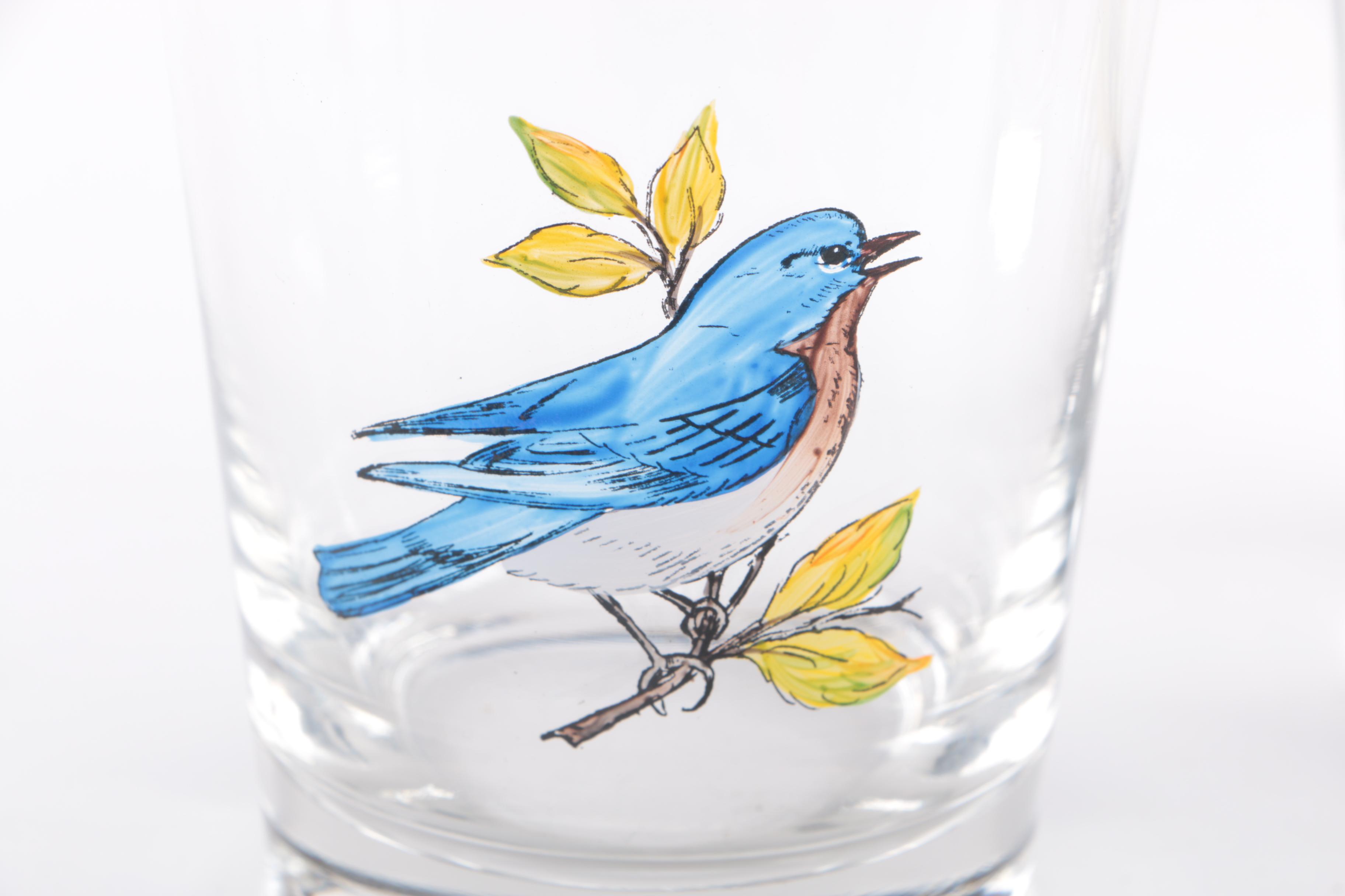 Hand-Painted Birds Rocks Glasses