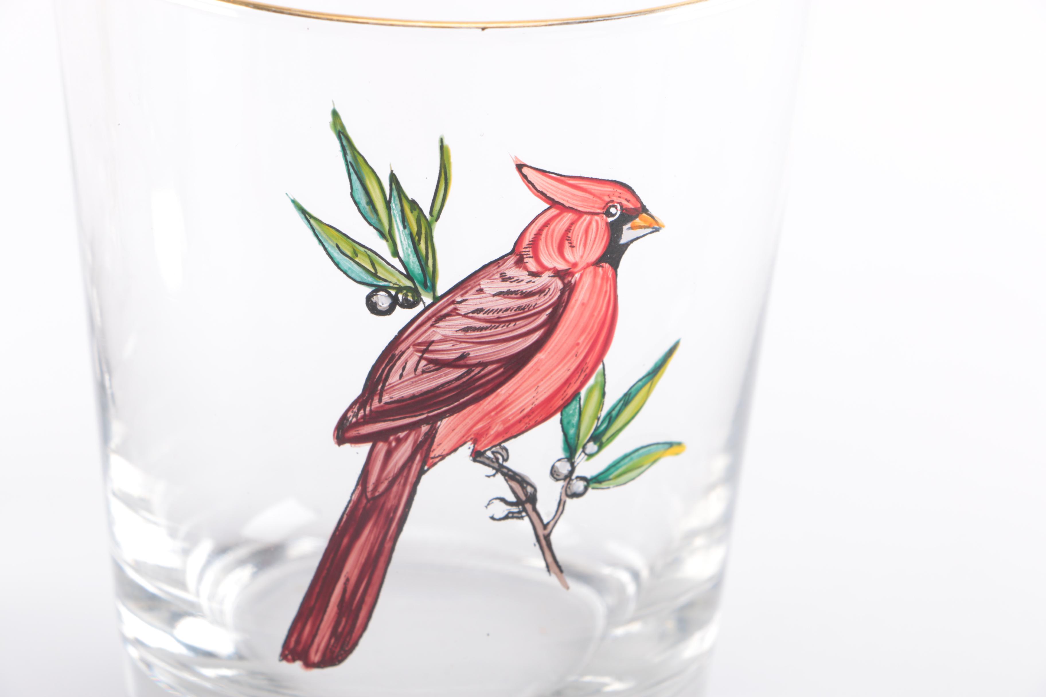Hand-Painted Birds Rocks Glasses