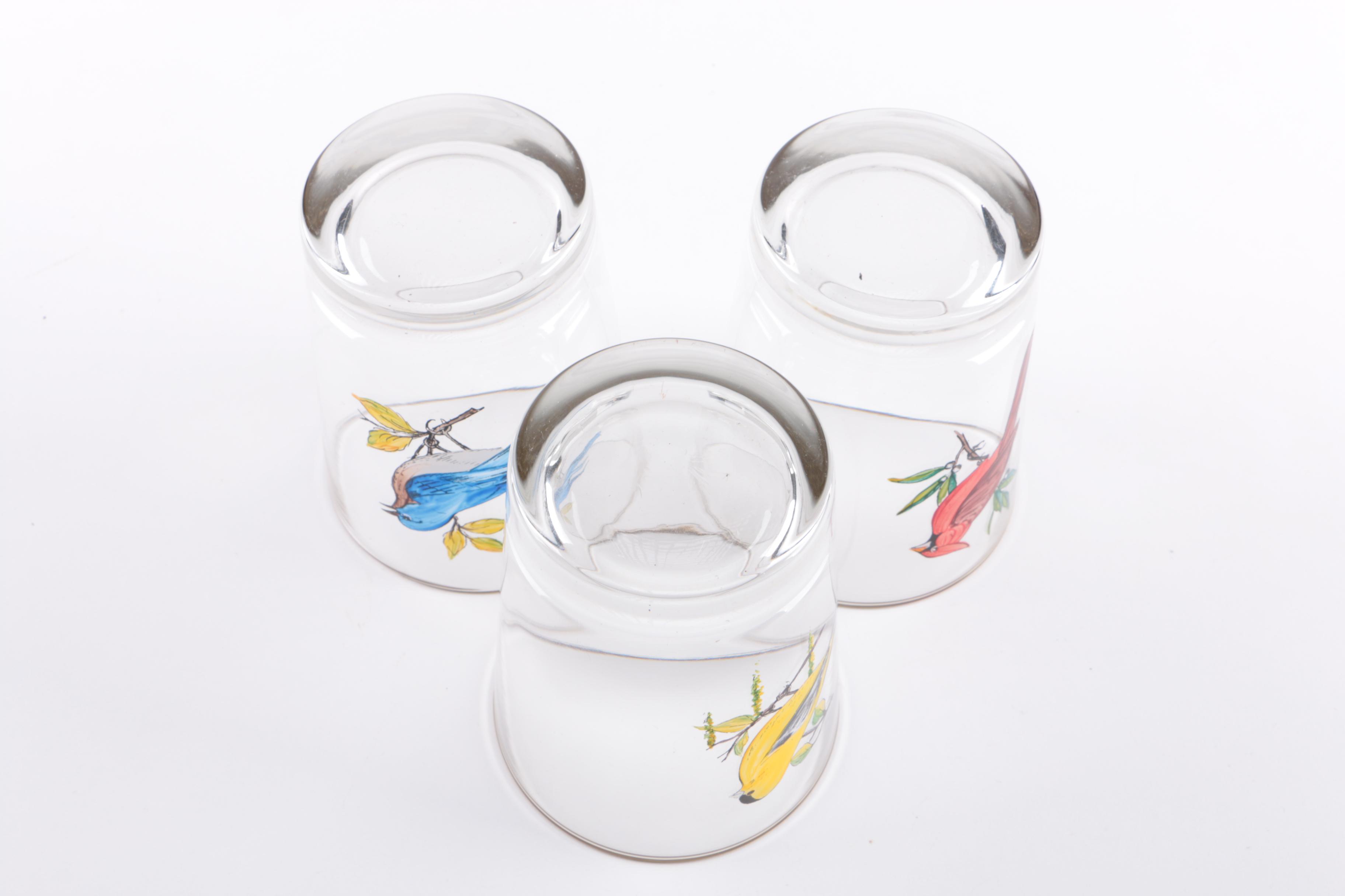 Hand-Painted Birds Rocks Glasses