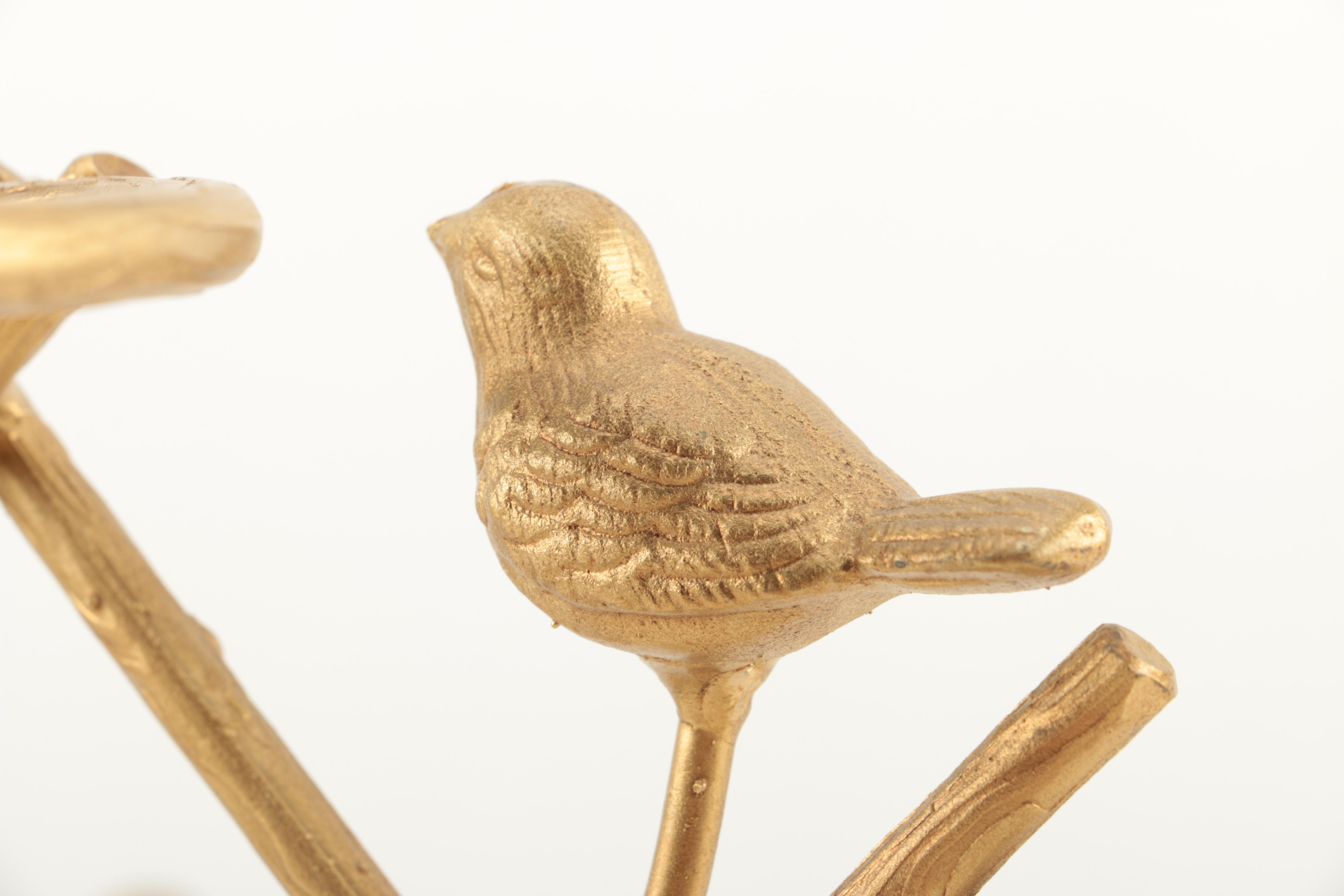 Gold Tone Metal Bird and Leaf Wine Bottle Rack