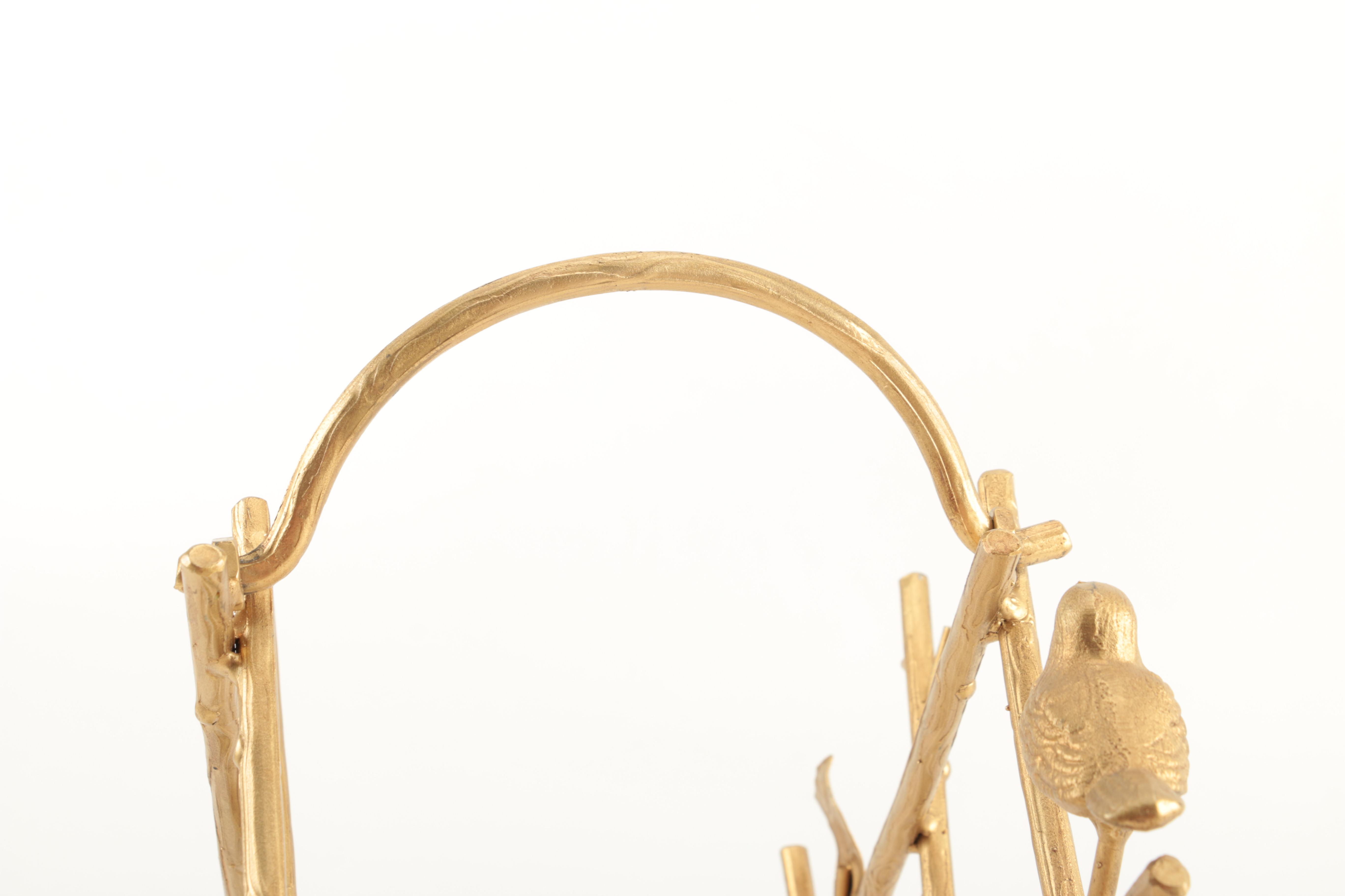 Gold Tone Metal Bird and Leaf Wine Bottle Rack