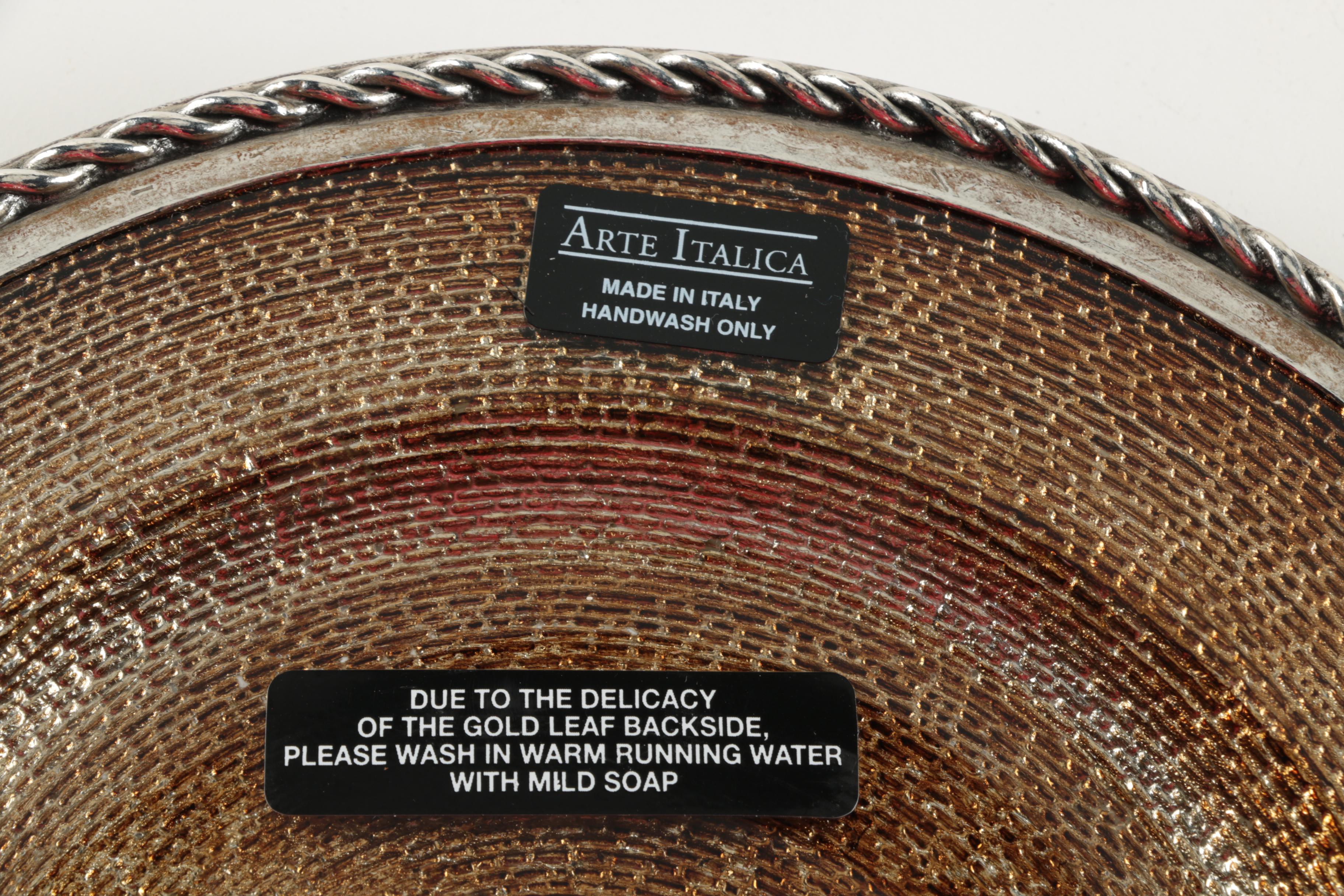 Arte Italica Handmade Plates with Silver Plate Trim