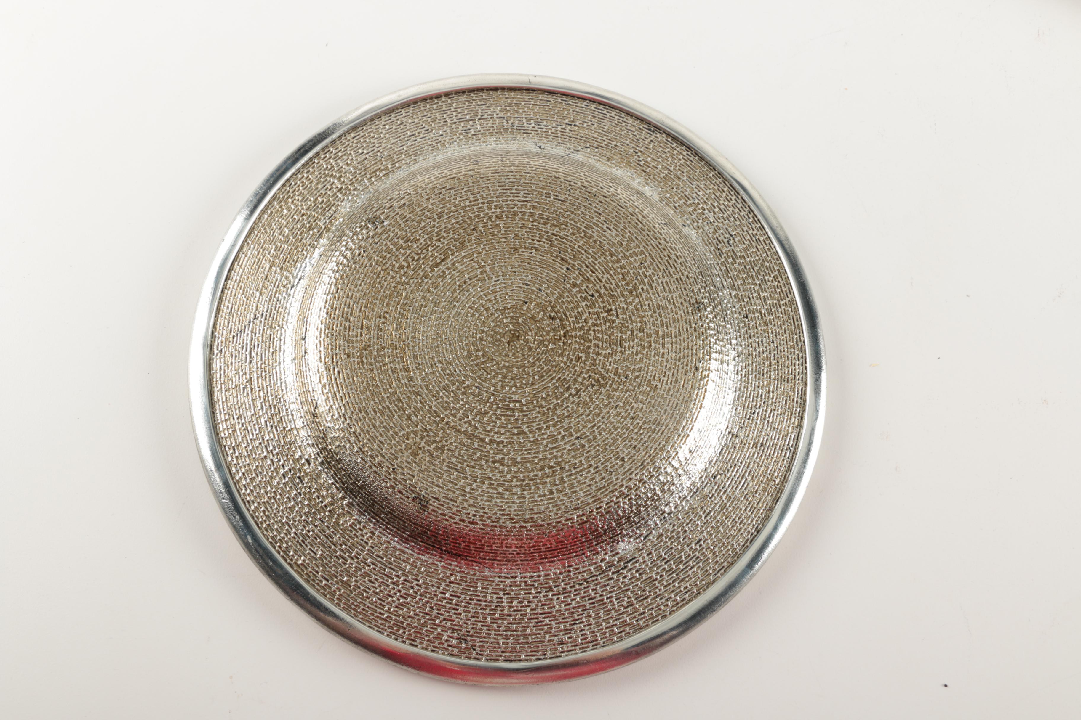 Arte Italica Handmade Plates with Silver Plate Trim