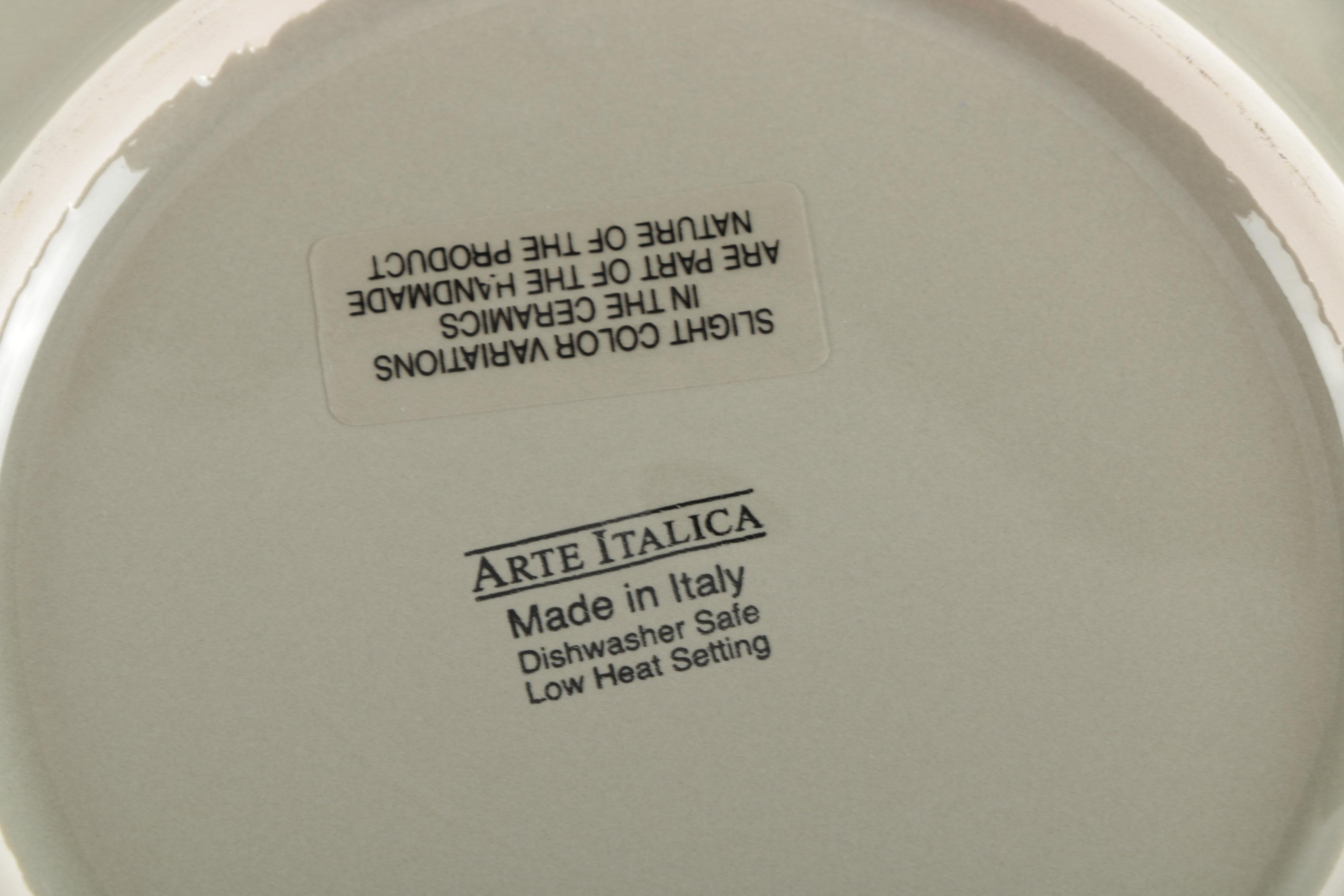 Arte Italica Handmade Plates with Silver Plate Trim
