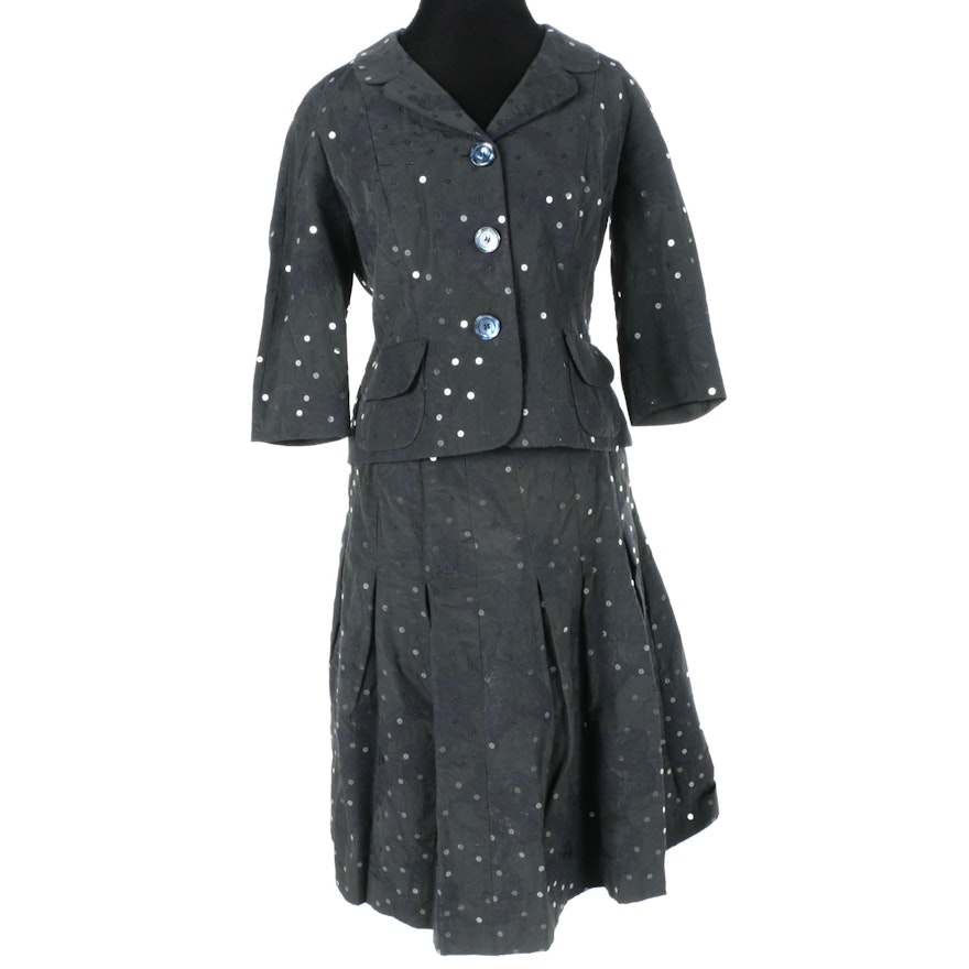 Sonia Bogner Black Sequins Skirt Suit