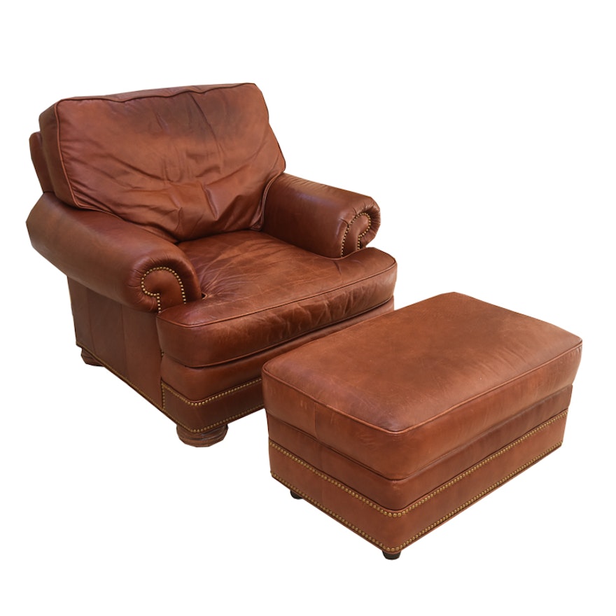 Leather Lounge Chair and Ottoman by Whittemore-Sherrill
