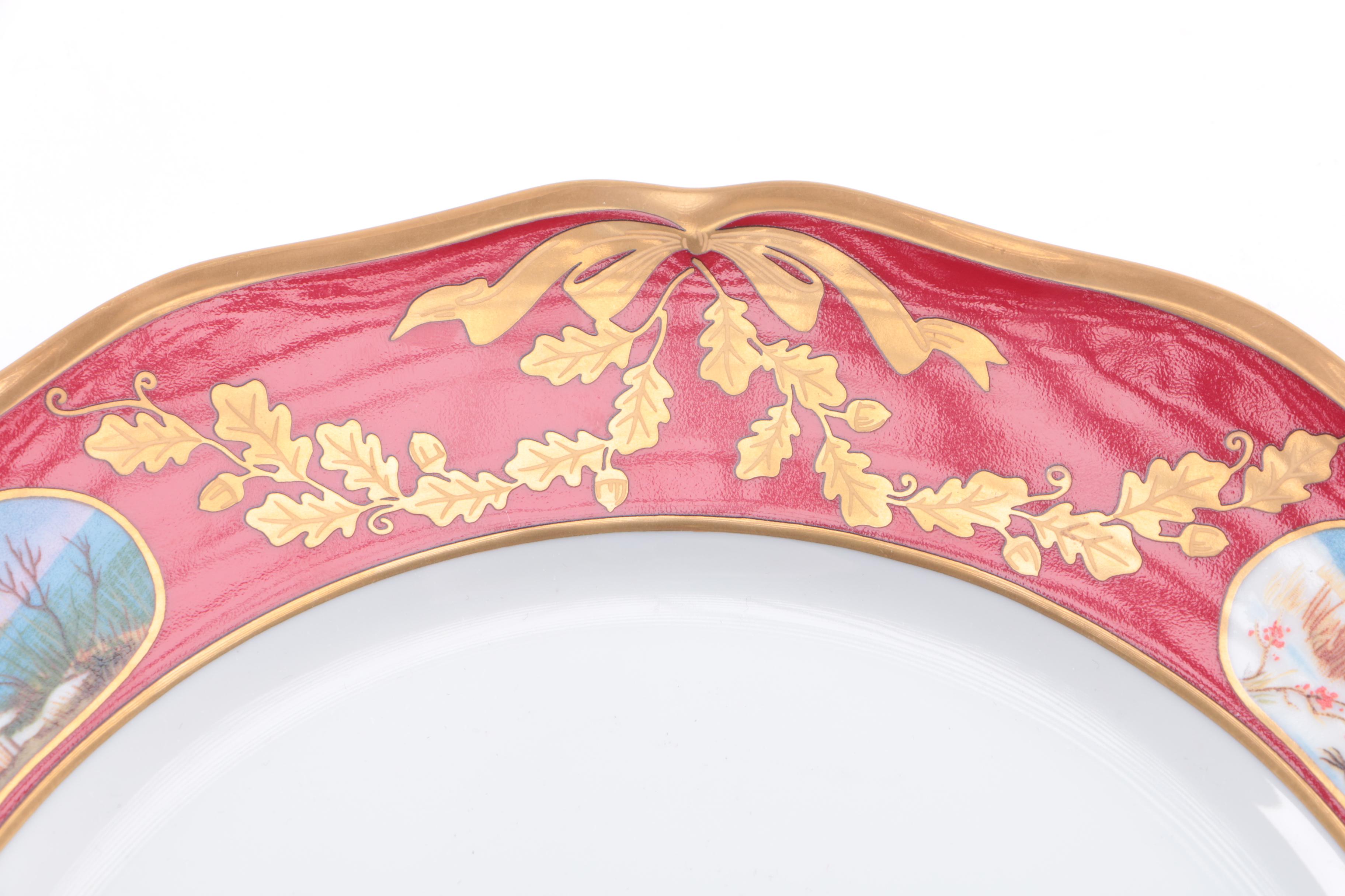 Lynn Chase 24 Karat Gold Accented "Winter Game Birds" Tableware