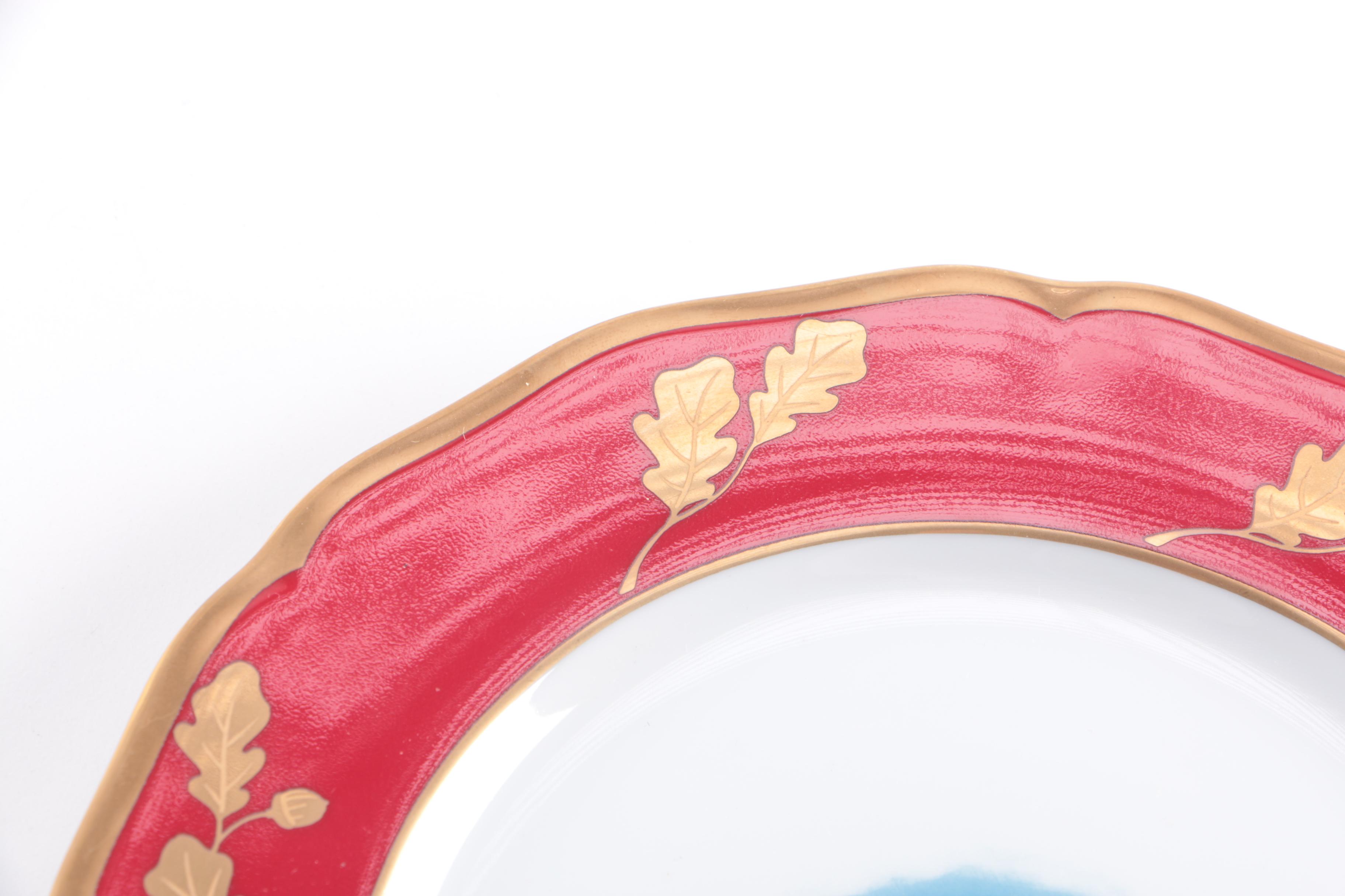 Lynn Chase 24 Karat Gold Accented "Winter Game Birds" Tableware