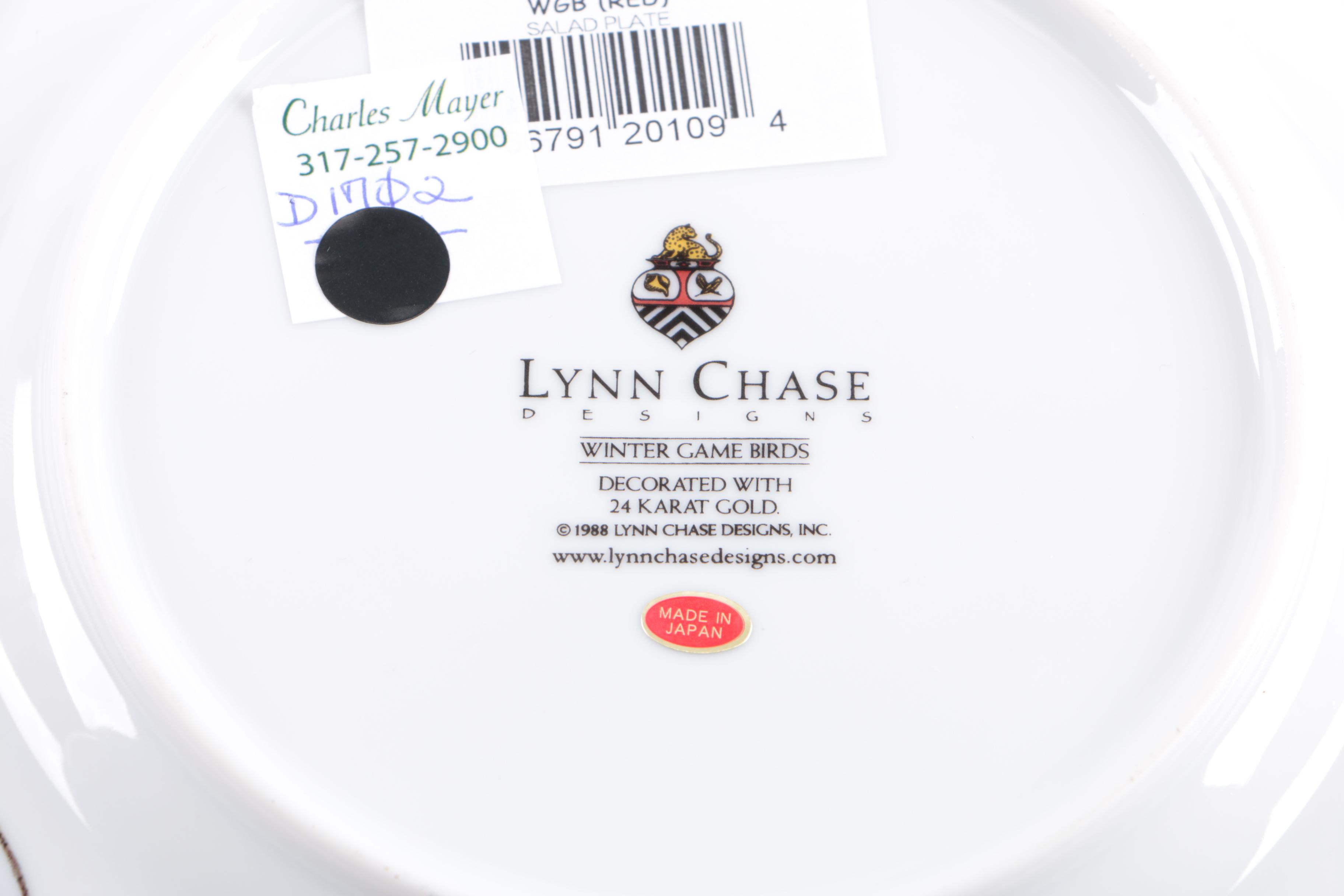 Lynn Chase 24 Karat Gold Accented "Winter Game Birds" Tableware