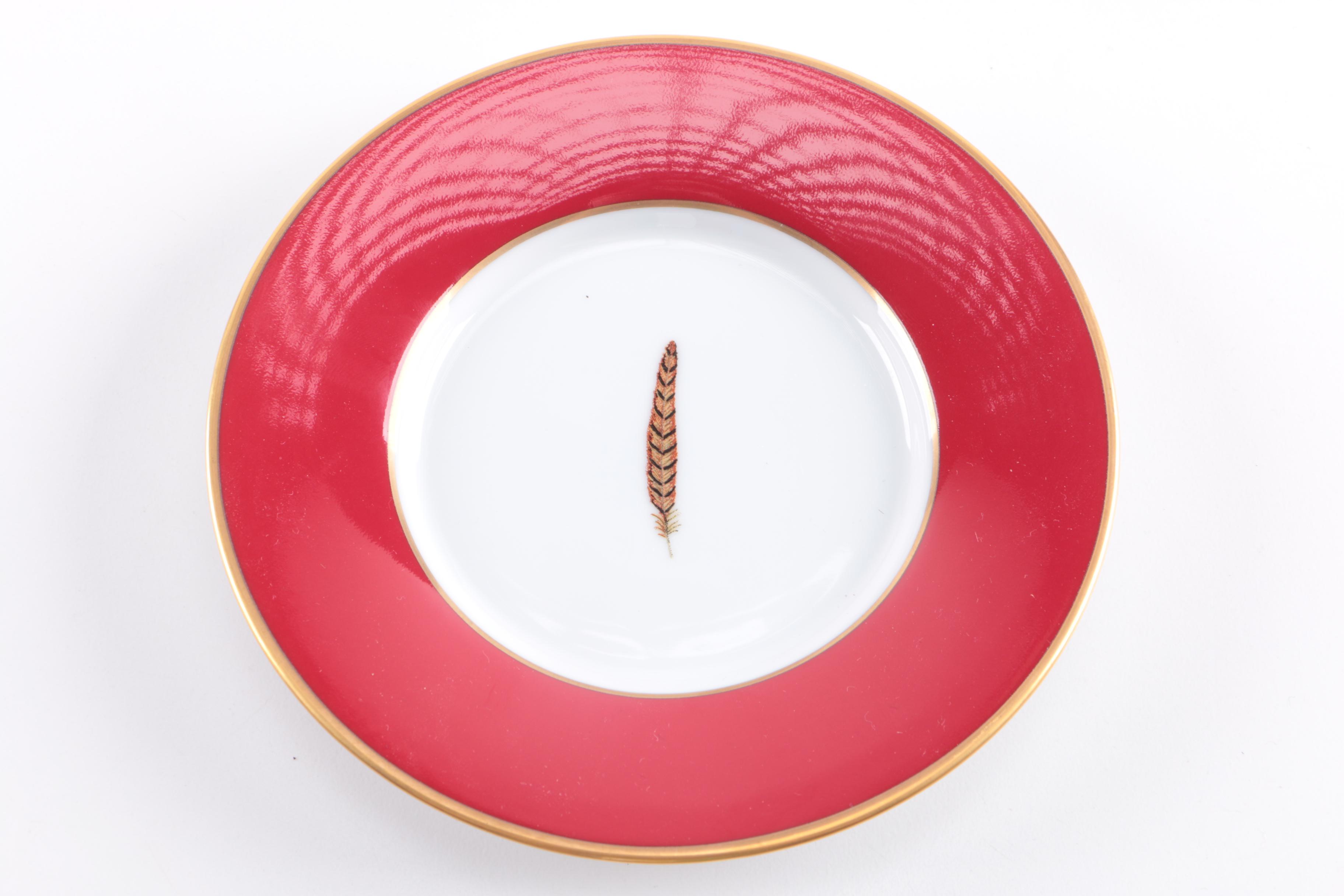 Lynn Chase 24 Karat Gold Accented "Winter Game Birds" Tableware