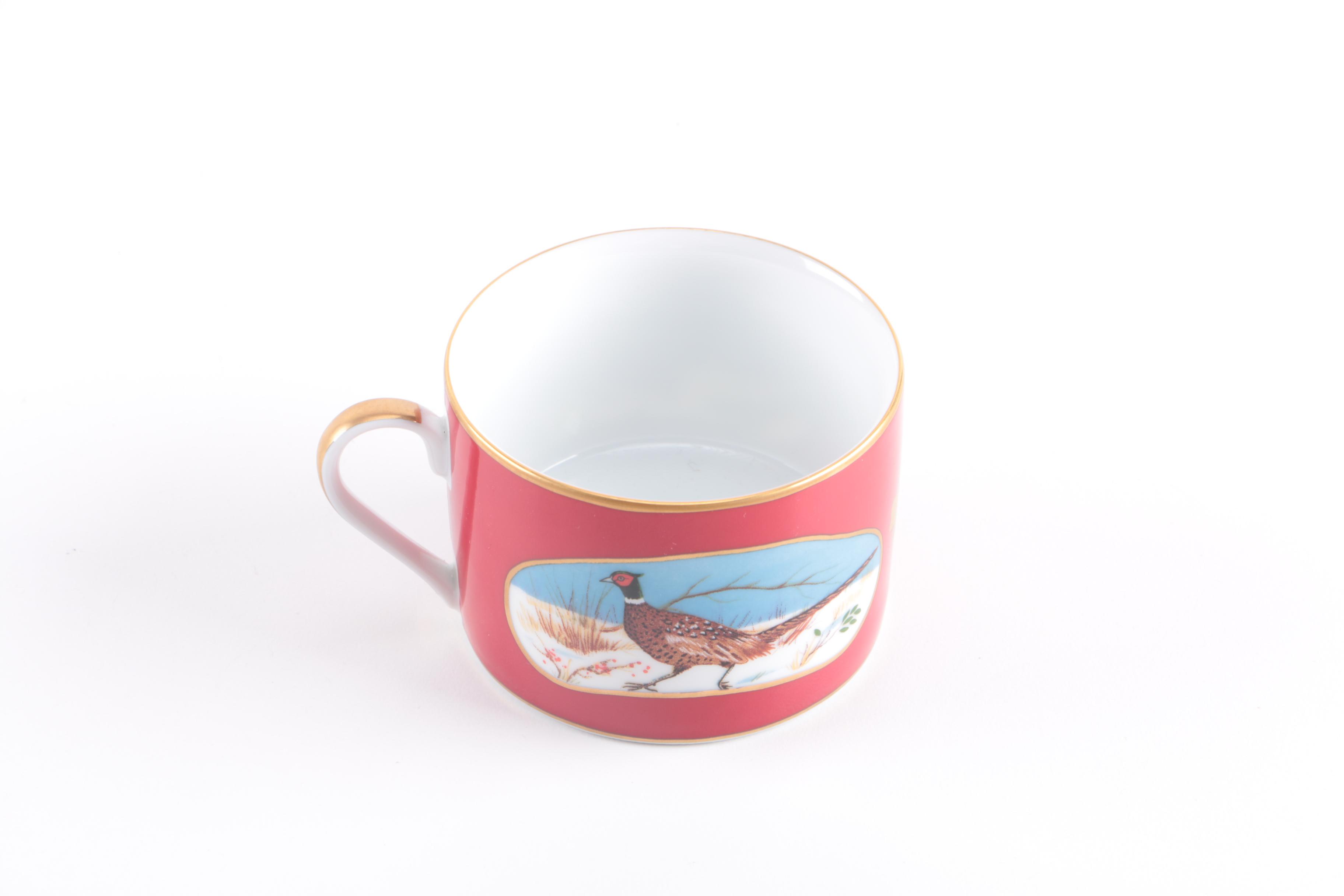 Lynn Chase 24 Karat Gold Accented "Winter Game Birds" Tableware