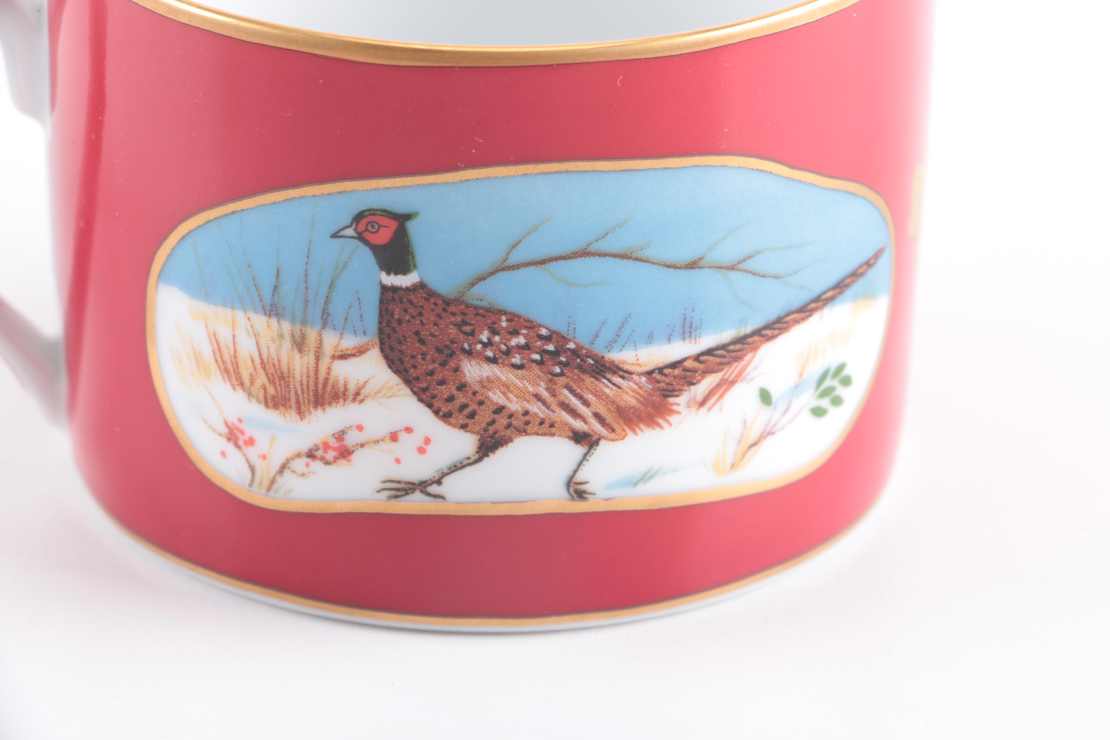 Lynn Chase 24 Karat Gold Accented "Winter Game Birds" Tableware