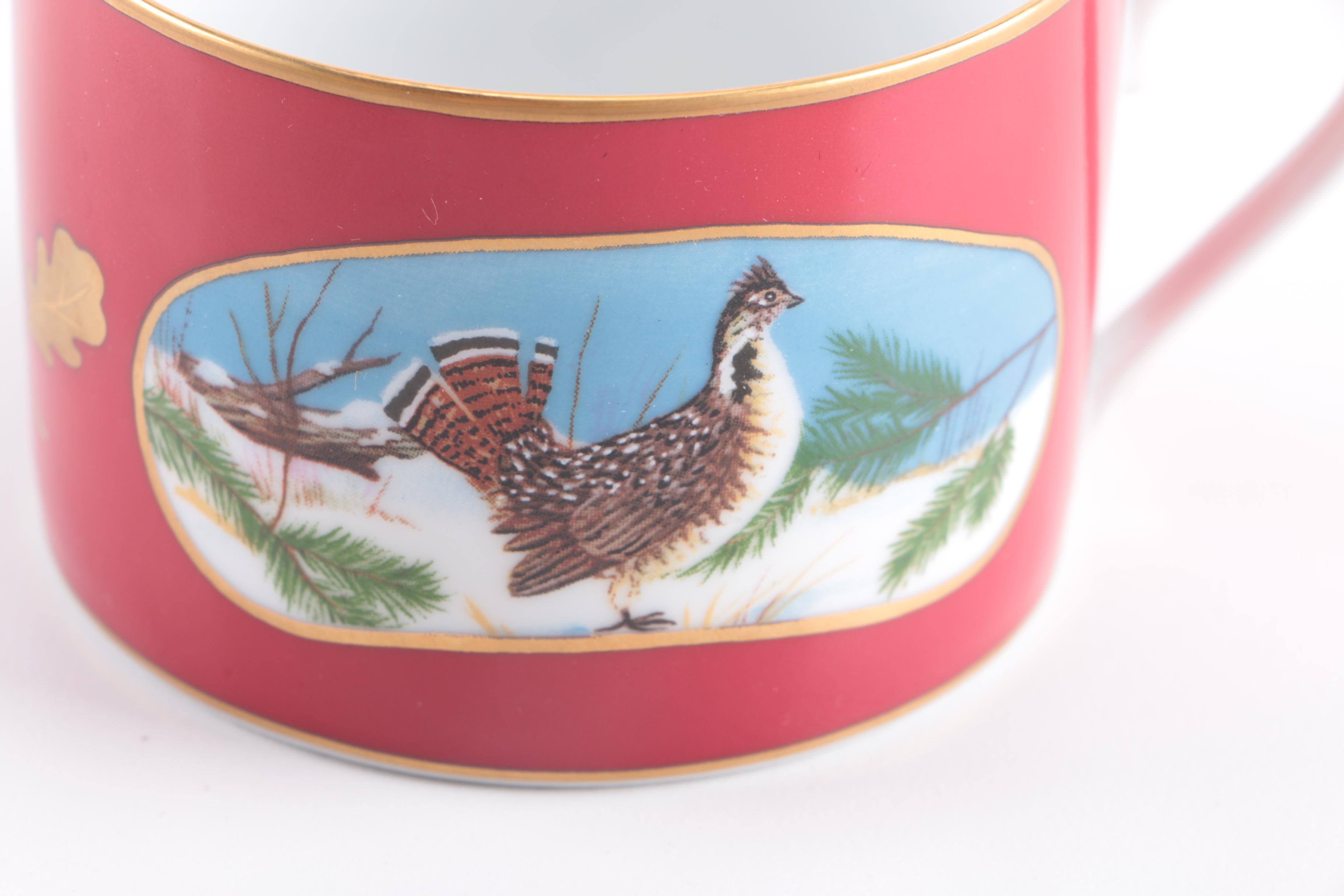 Lynn Chase 24 Karat Gold Accented "Winter Game Birds" Tableware