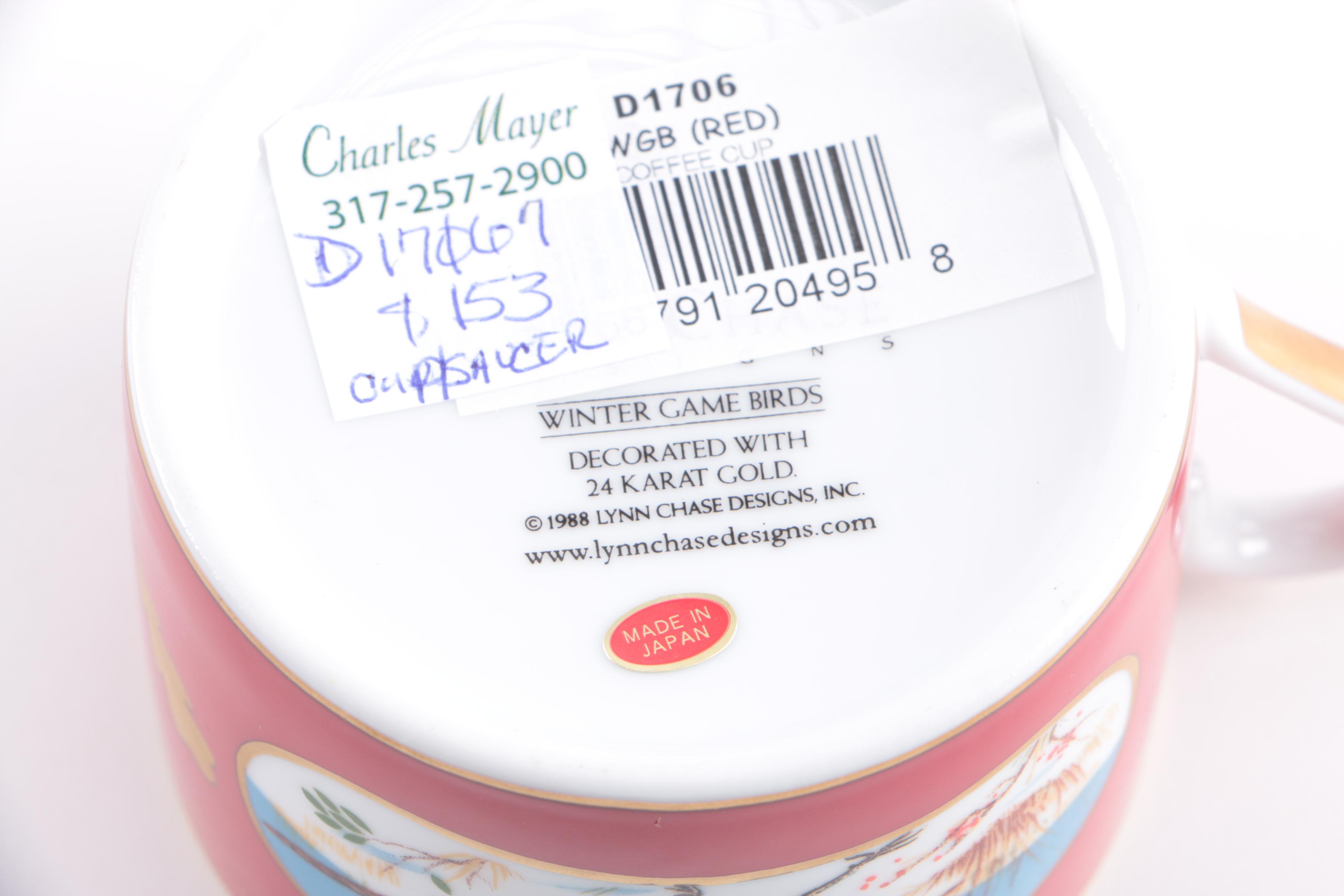 Lynn Chase 24 Karat Gold Accented "Winter Game Birds" Tableware