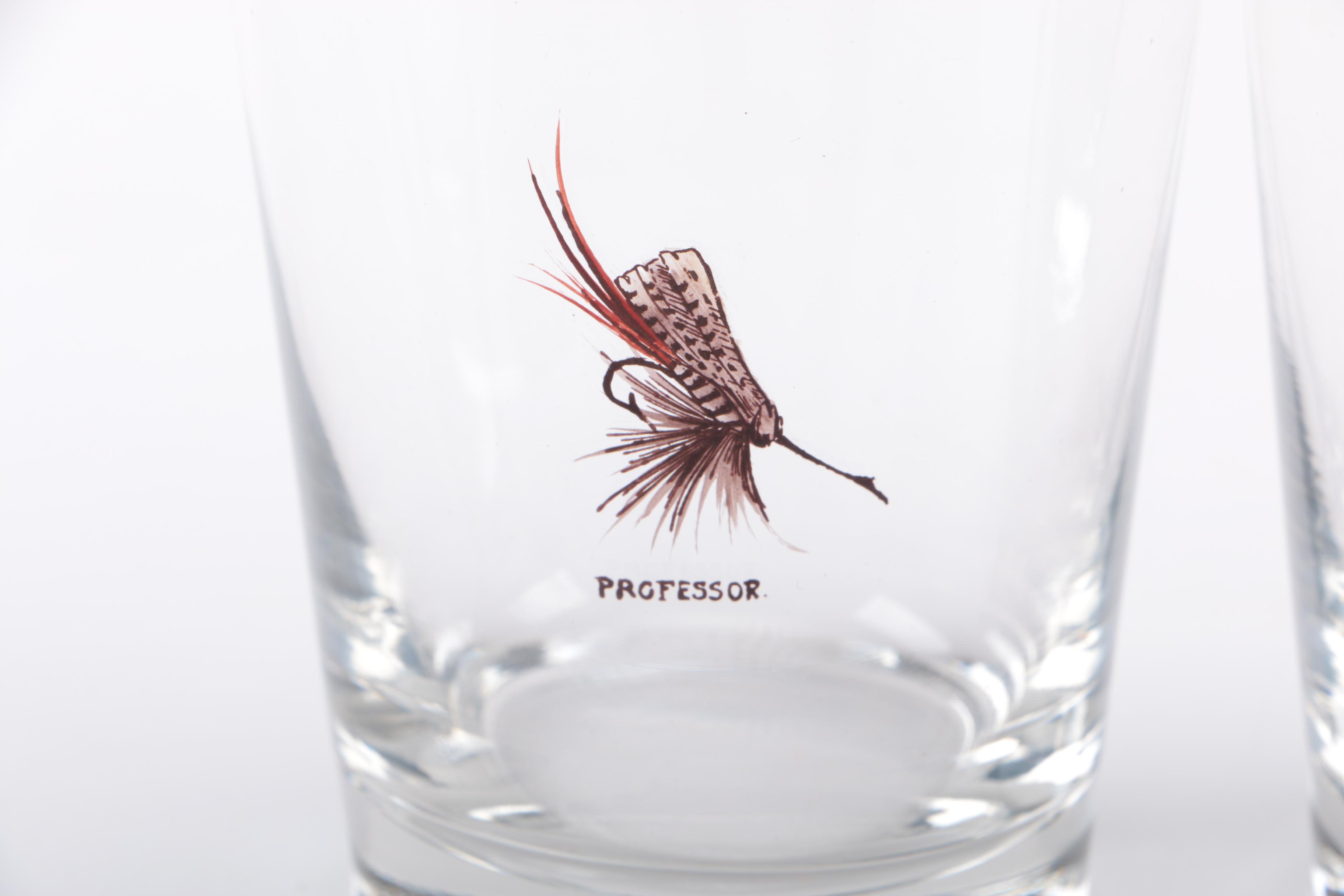 Hand-Painted Fishing Tackle-Themed Glass Tumblers