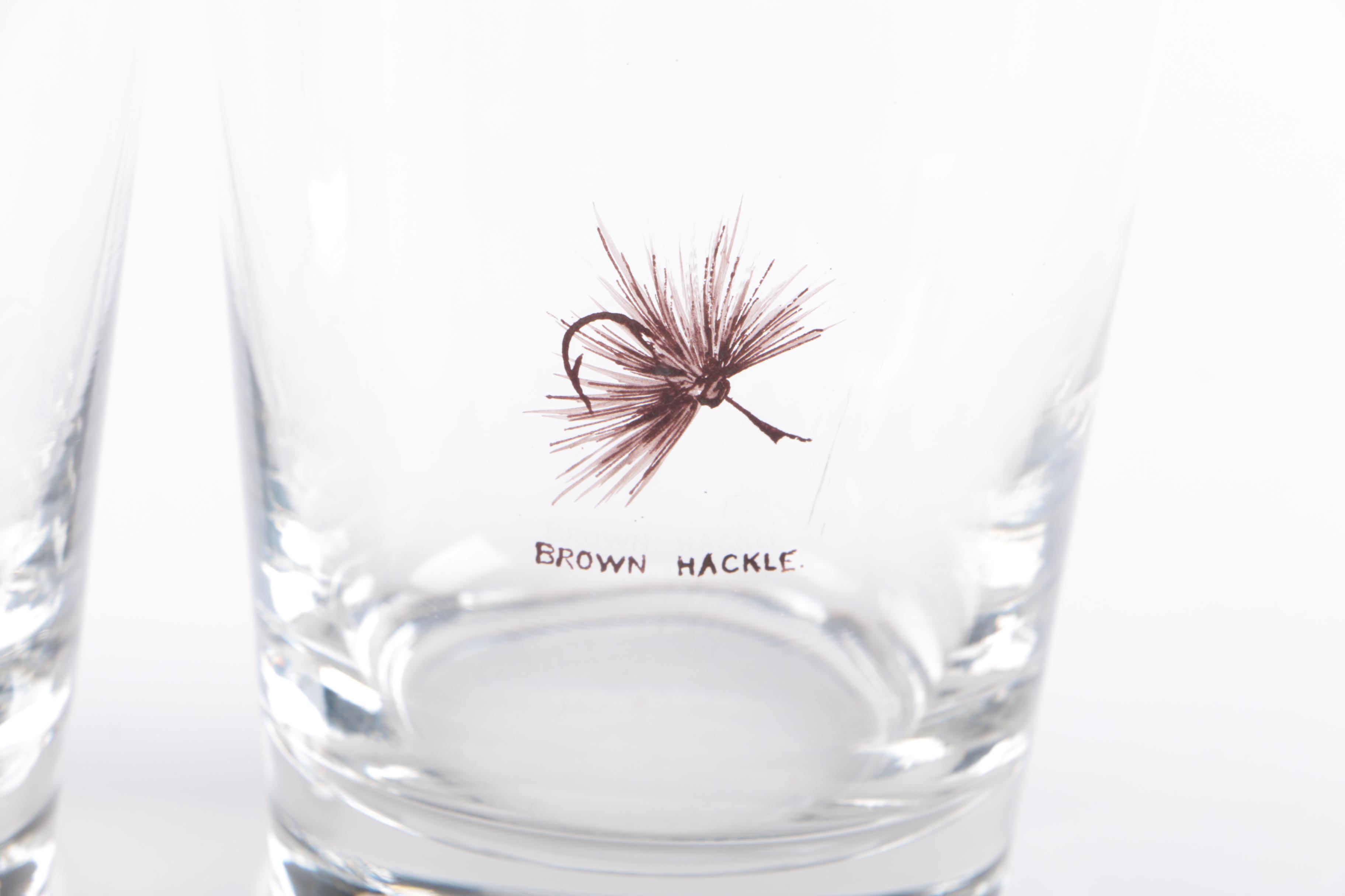 Hand-Painted Fishing Tackle-Themed Glass Tumblers