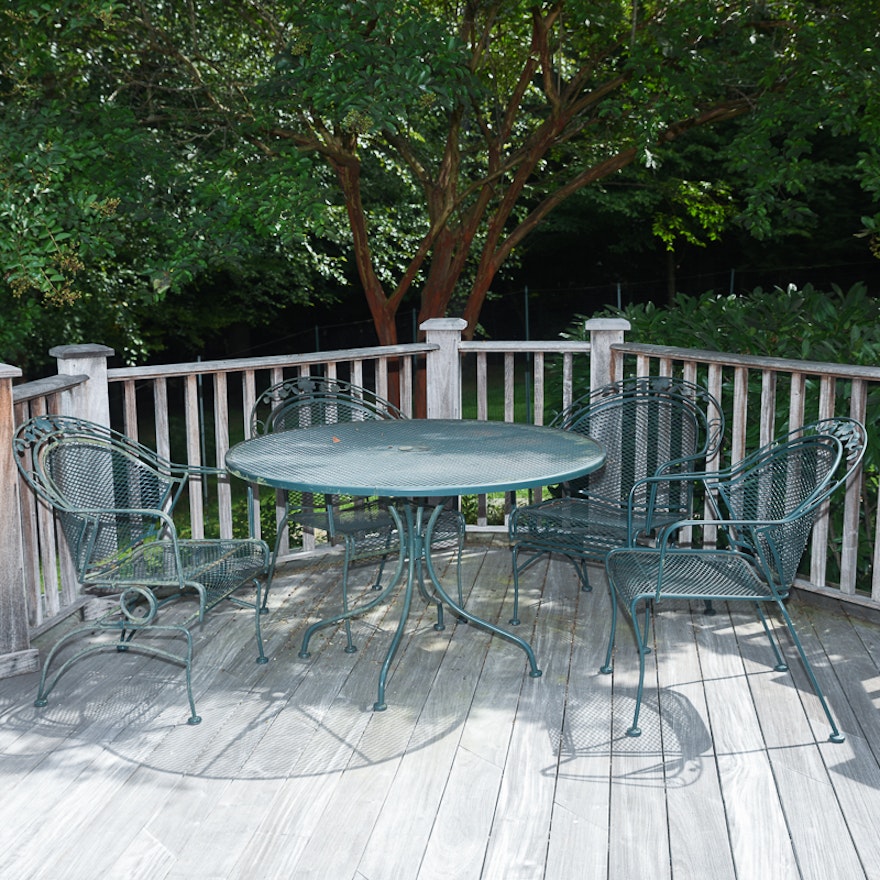 Green Metal Patio Table and Chairs