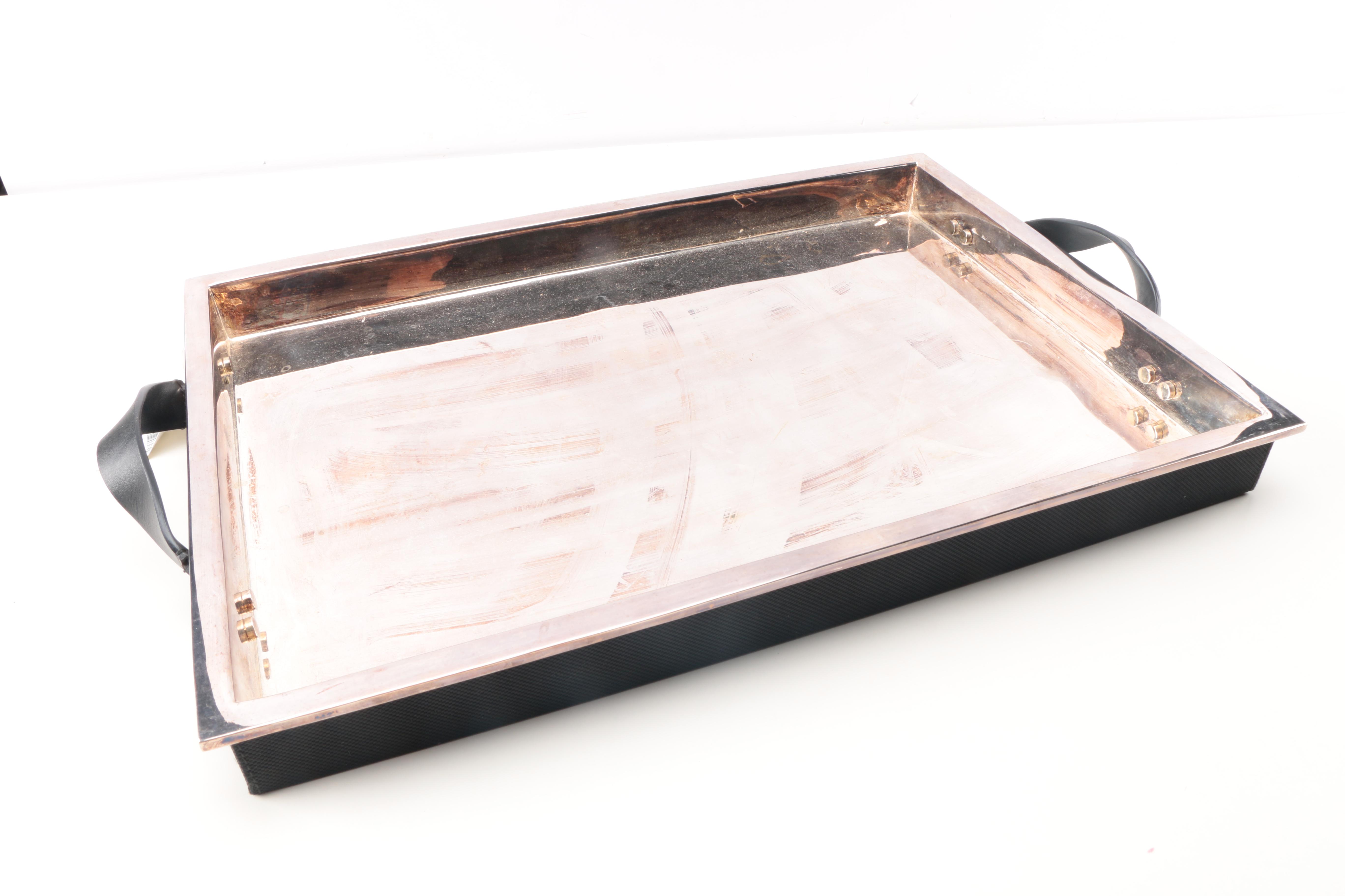 Ralph Lauren Metal Tray with Leather Handles