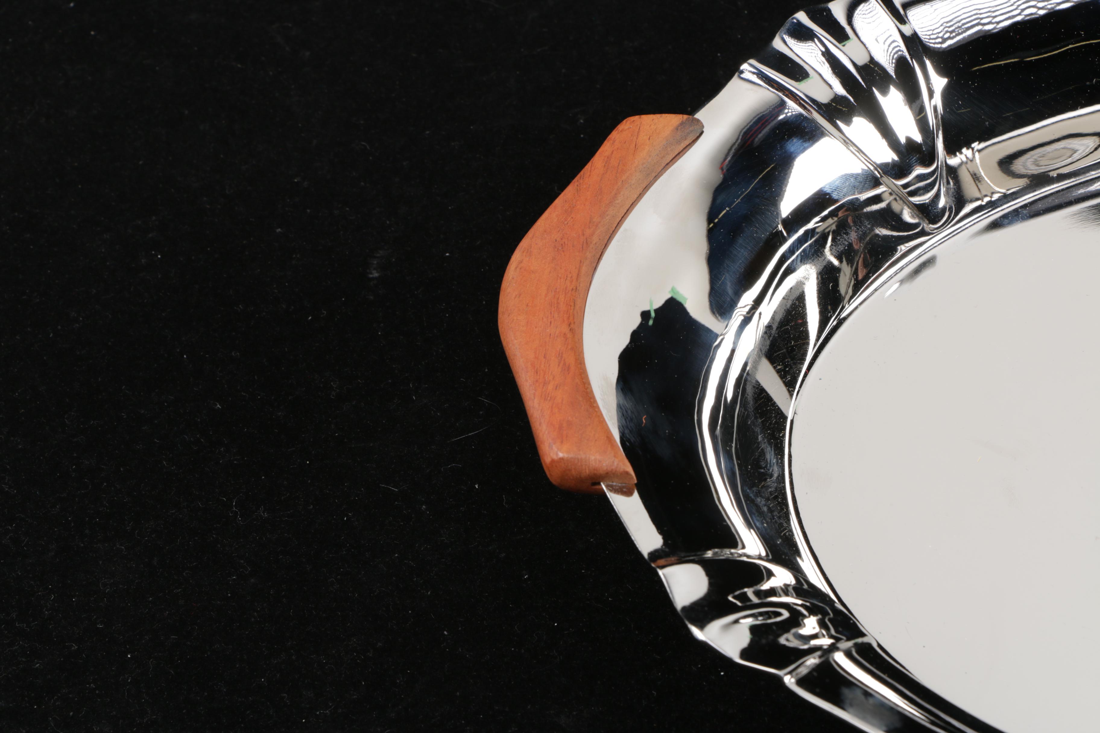 Juliska Stainless Tray With Wine Glasses