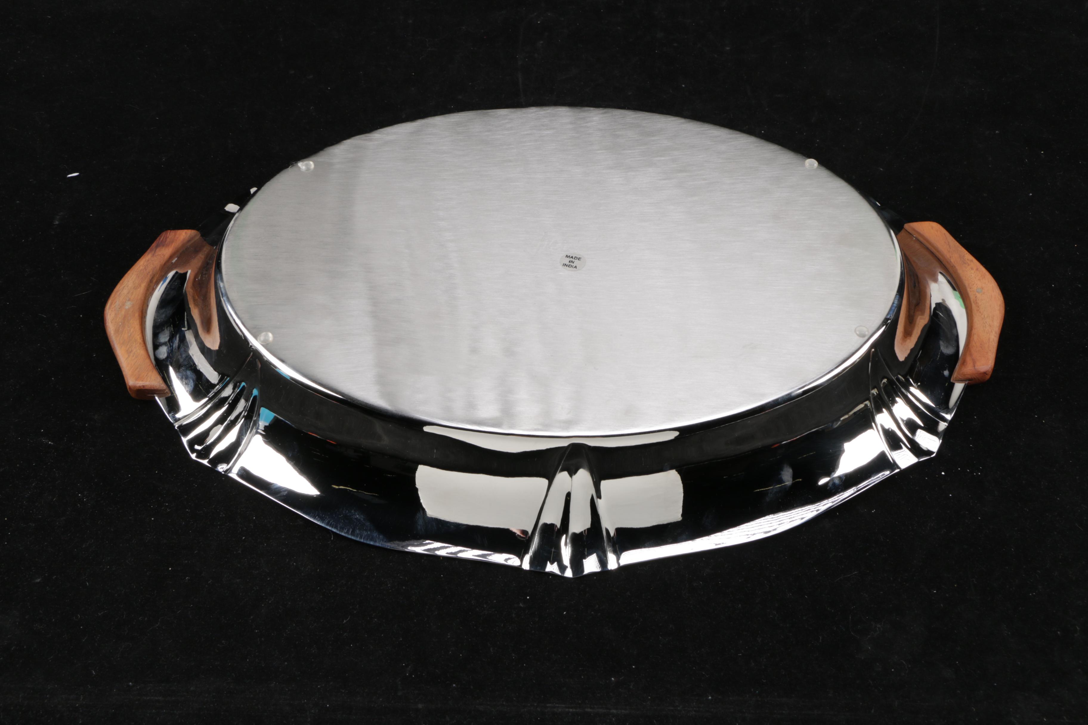 Juliska Stainless Tray With Wine Glasses