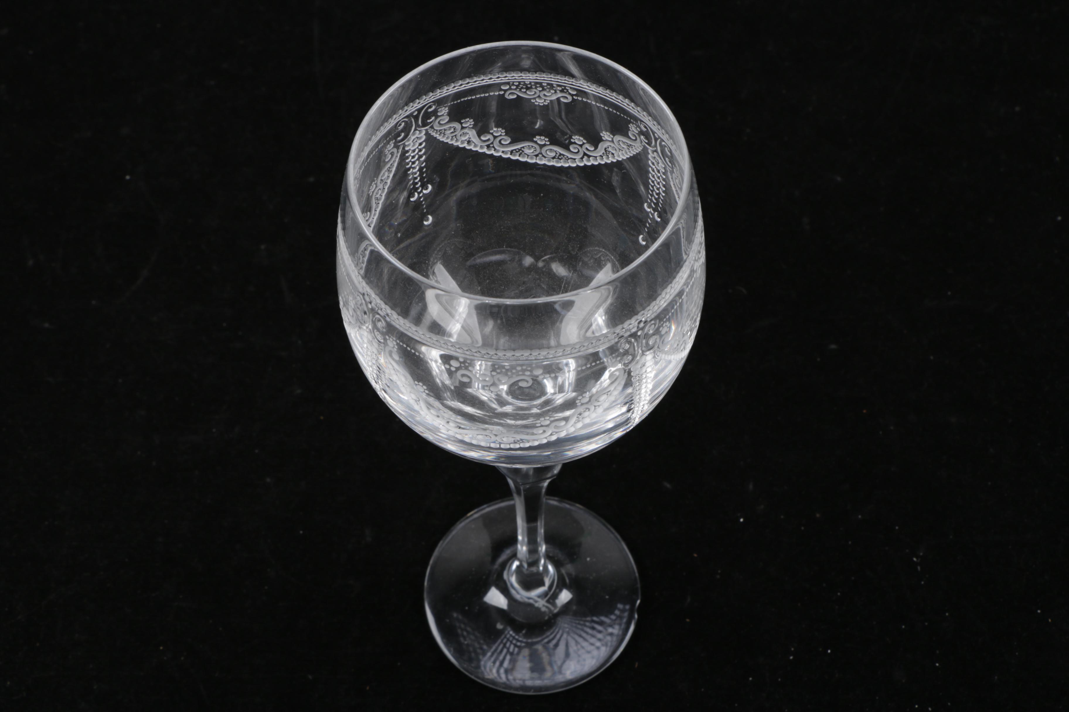 Juliska Stainless Tray With Wine Glasses