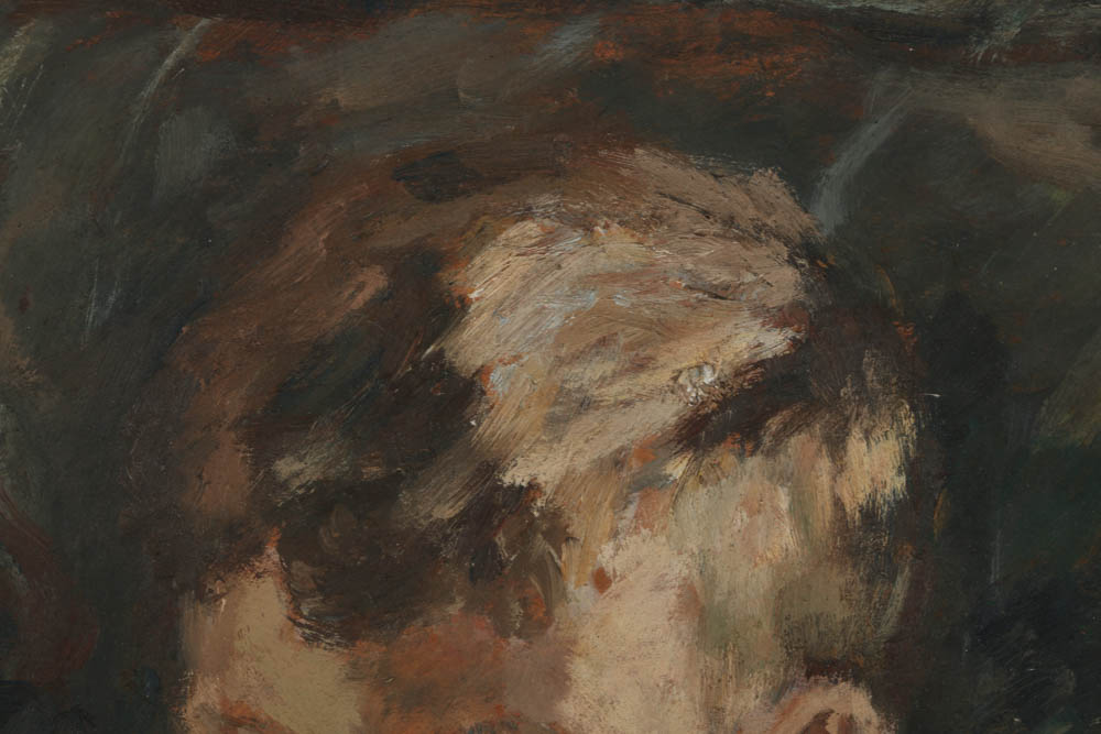 Evelyn Borchard Metzger Oil Painting on Panel "Jim Reading"