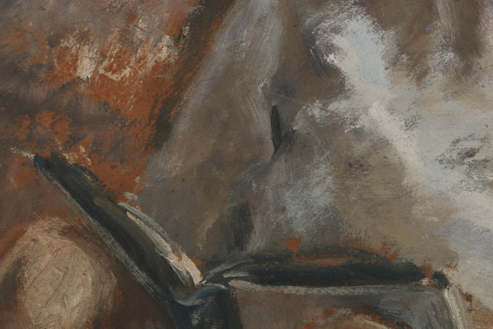 Evelyn Borchard Metzger Oil Painting on Panel "Jim Reading"