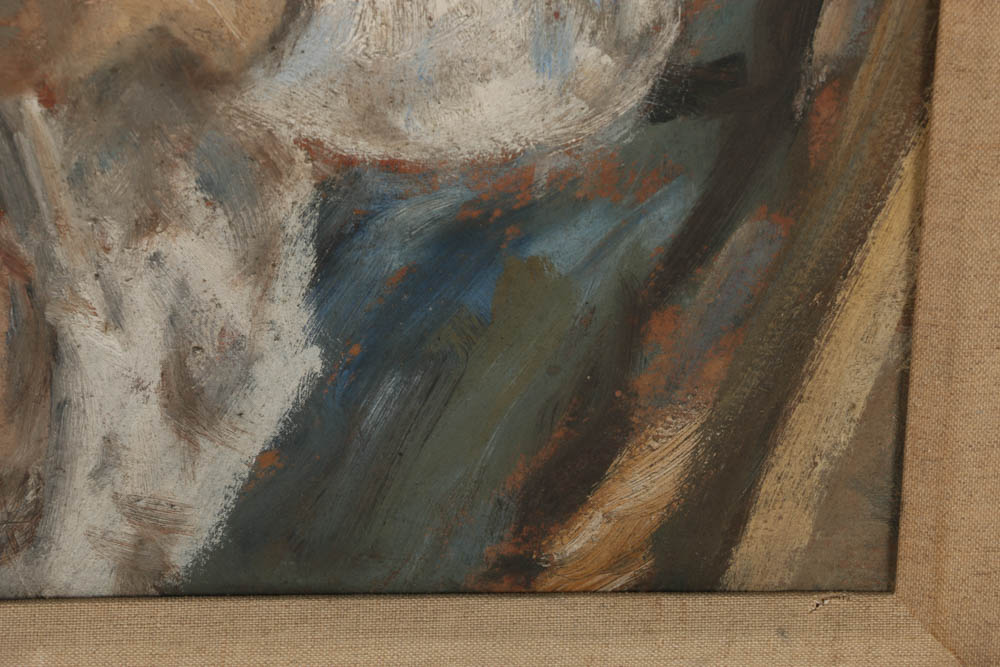 Evelyn Borchard Metzger Oil Painting on Panel "Jim Reading"