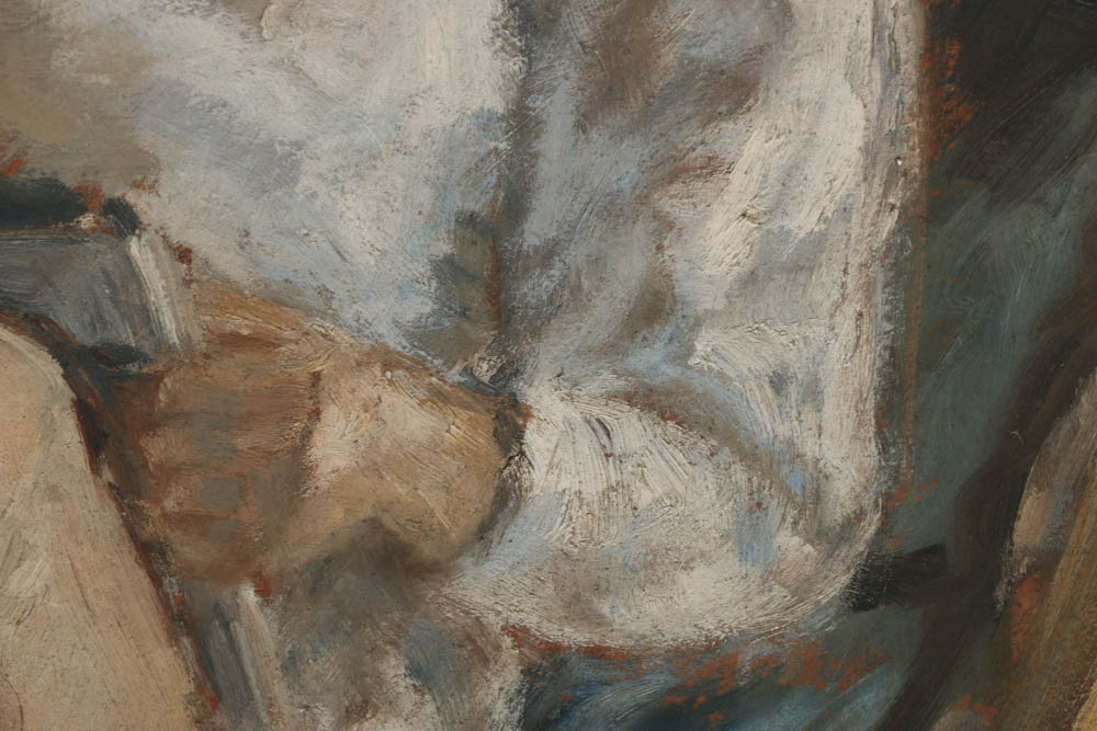 Evelyn Borchard Metzger Oil Painting on Panel "Jim Reading"