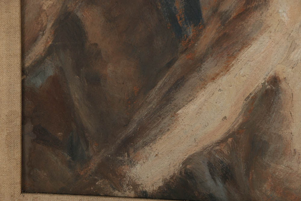 Evelyn Borchard Metzger Oil Painting on Panel "Jim Reading"