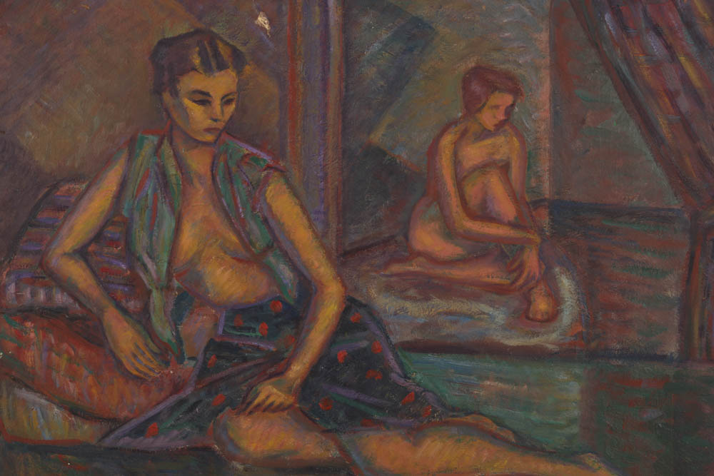 Evelyn Borchard Metzger Oil Painting on Panel "Jim Reading"