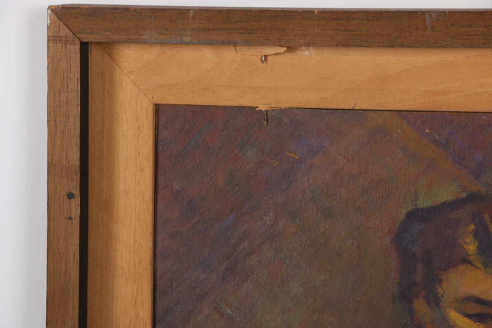 Evelyn Borchard Metzger Oil Painting on Panel "Jim Reading"