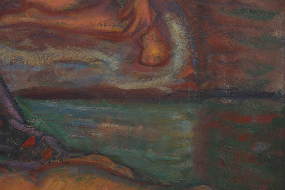 Evelyn Borchard Metzger Oil Painting on Panel "Jim Reading"