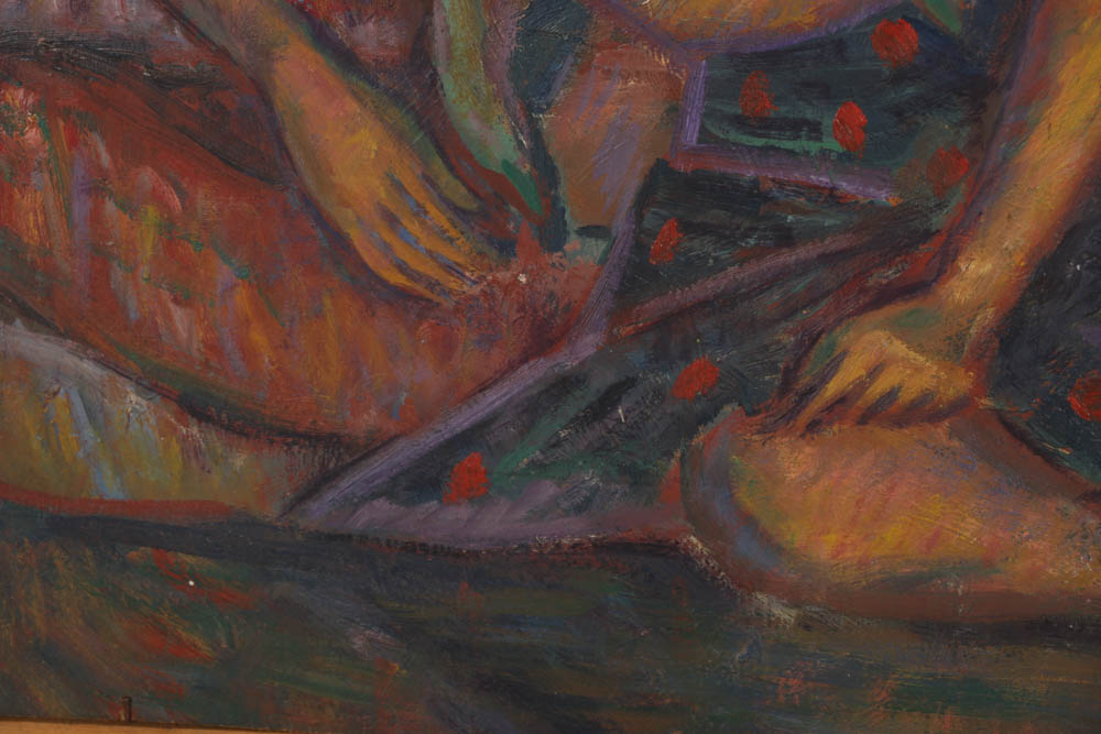 Evelyn Borchard Metzger Oil Painting on Panel "Jim Reading"