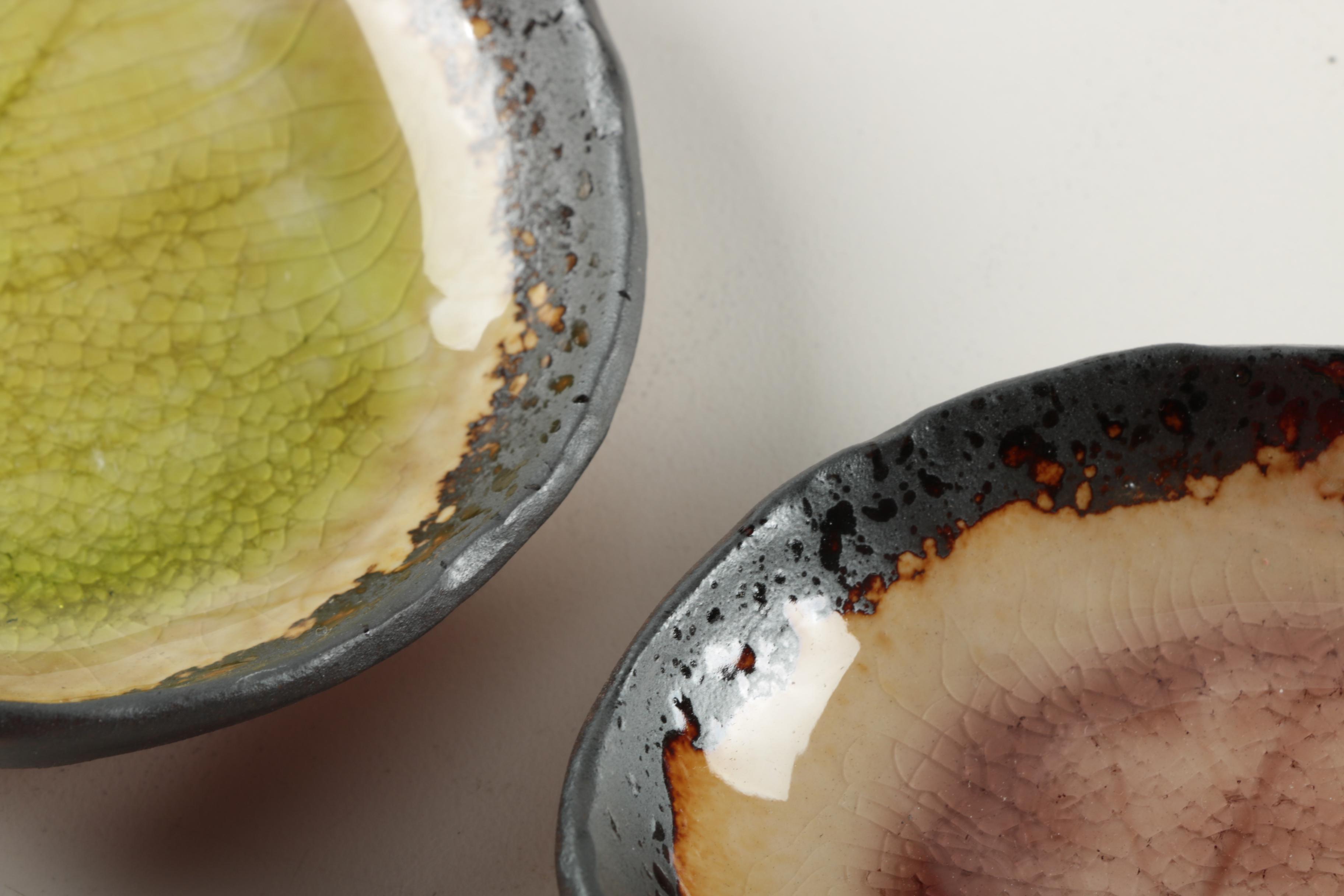 Miya Japanese Ceramic Sauce Dishes in Form of Kosui Leaves