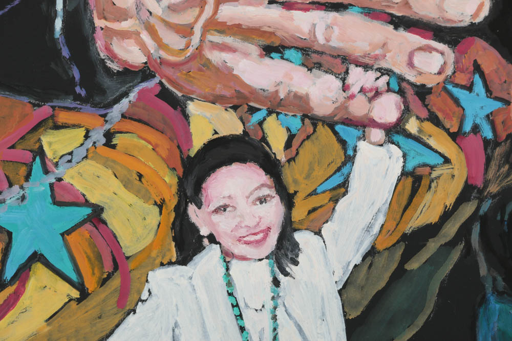 Evelyn Borchard Metzger Oil Painting on Board Paradel Street Scene