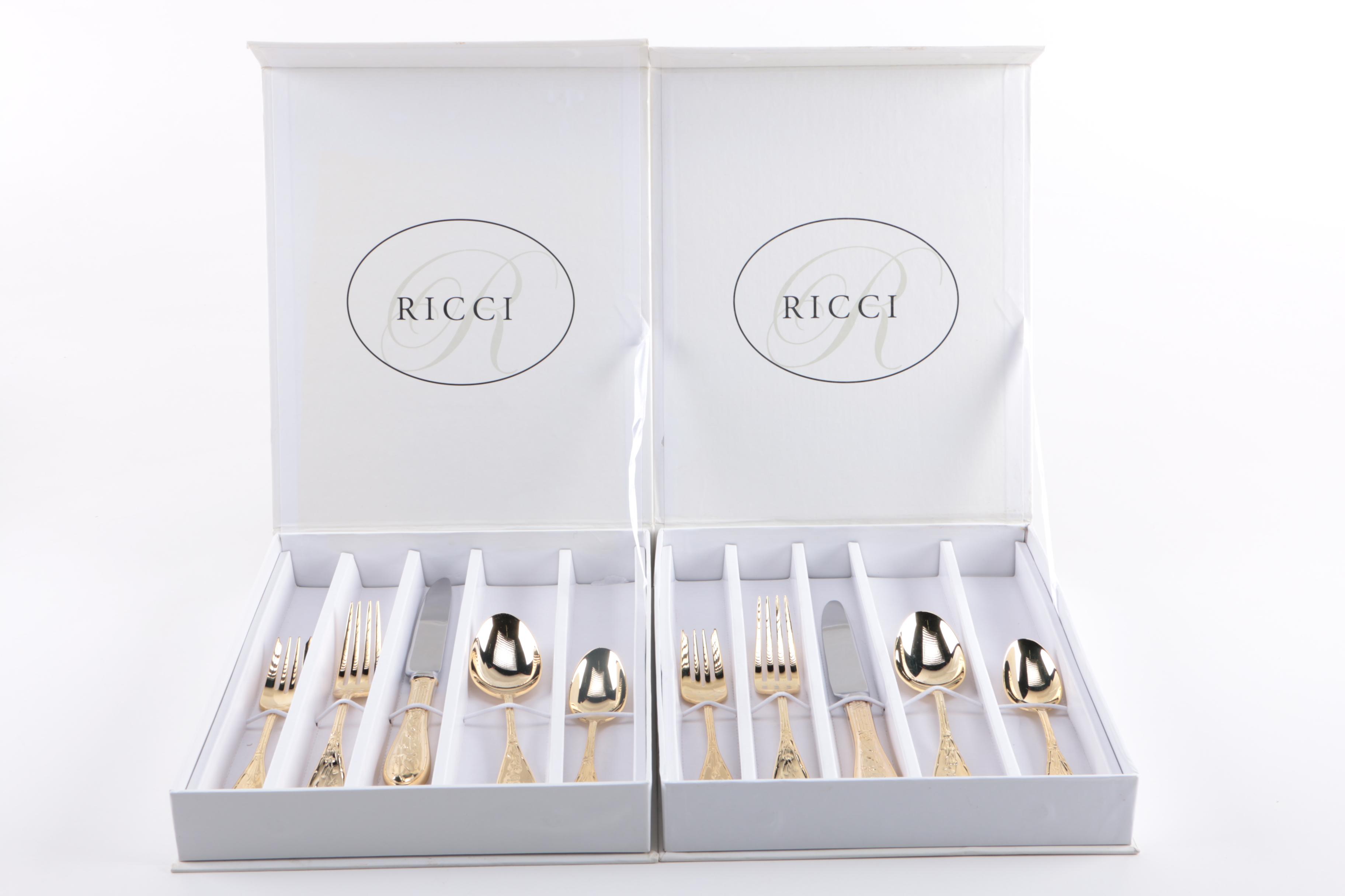 Ricci Gold Tone "Japanese Bird" Stainless Steel Flatware