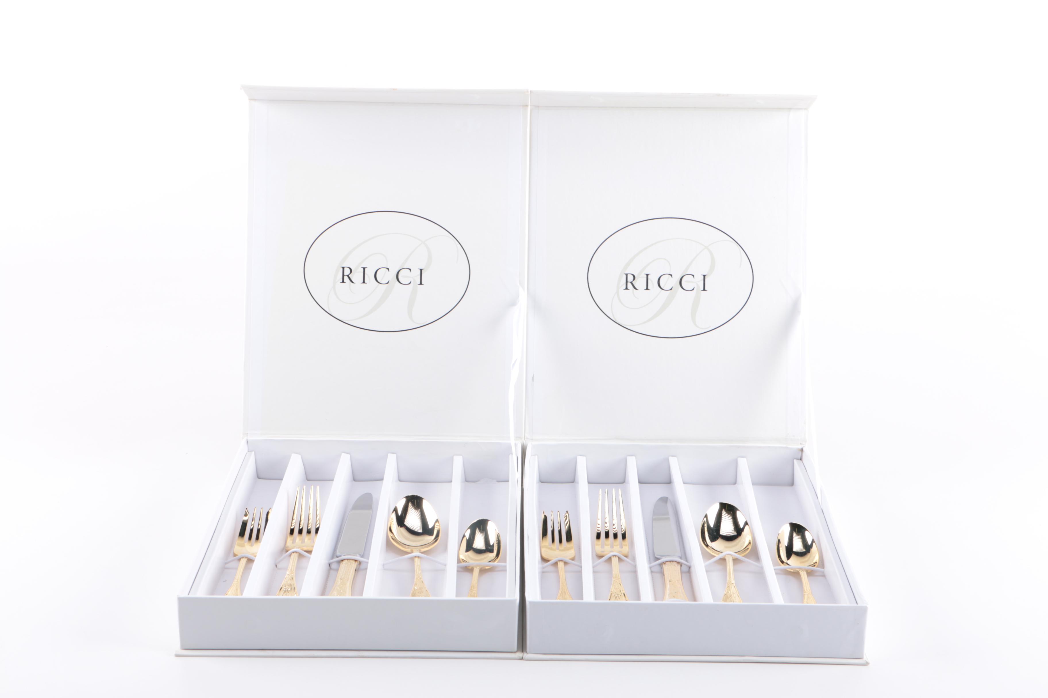 Ricci Gold Tone "Japanese Bird" Stainless Steel Flatware