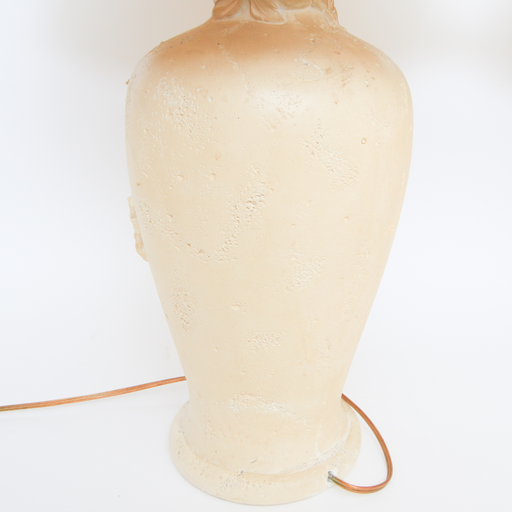 Pair of Ceramic Table Lamps with Rose Motif