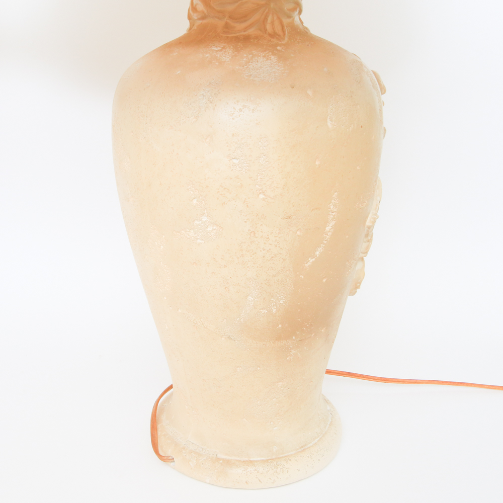 Pair of Ceramic Table Lamps with Rose Motif