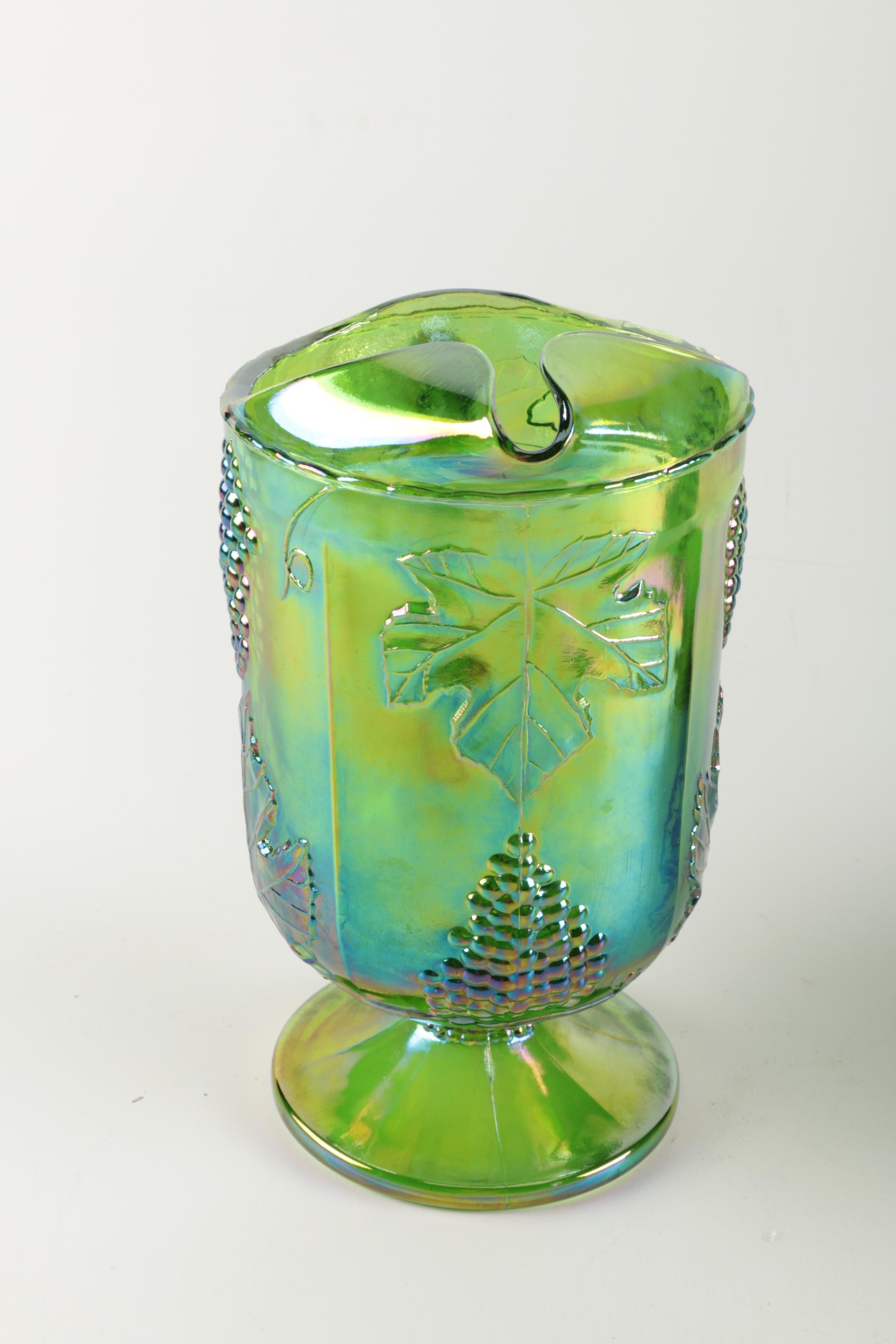 Glass and Ceramic Pitchers Including India Glass "Harvest" and Fiesta Ware