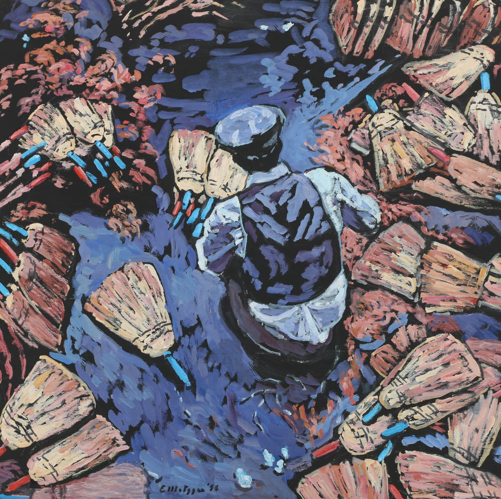 Evelyn Borchard Metzger Oil Painting on Board "Istanbul Broom Market"